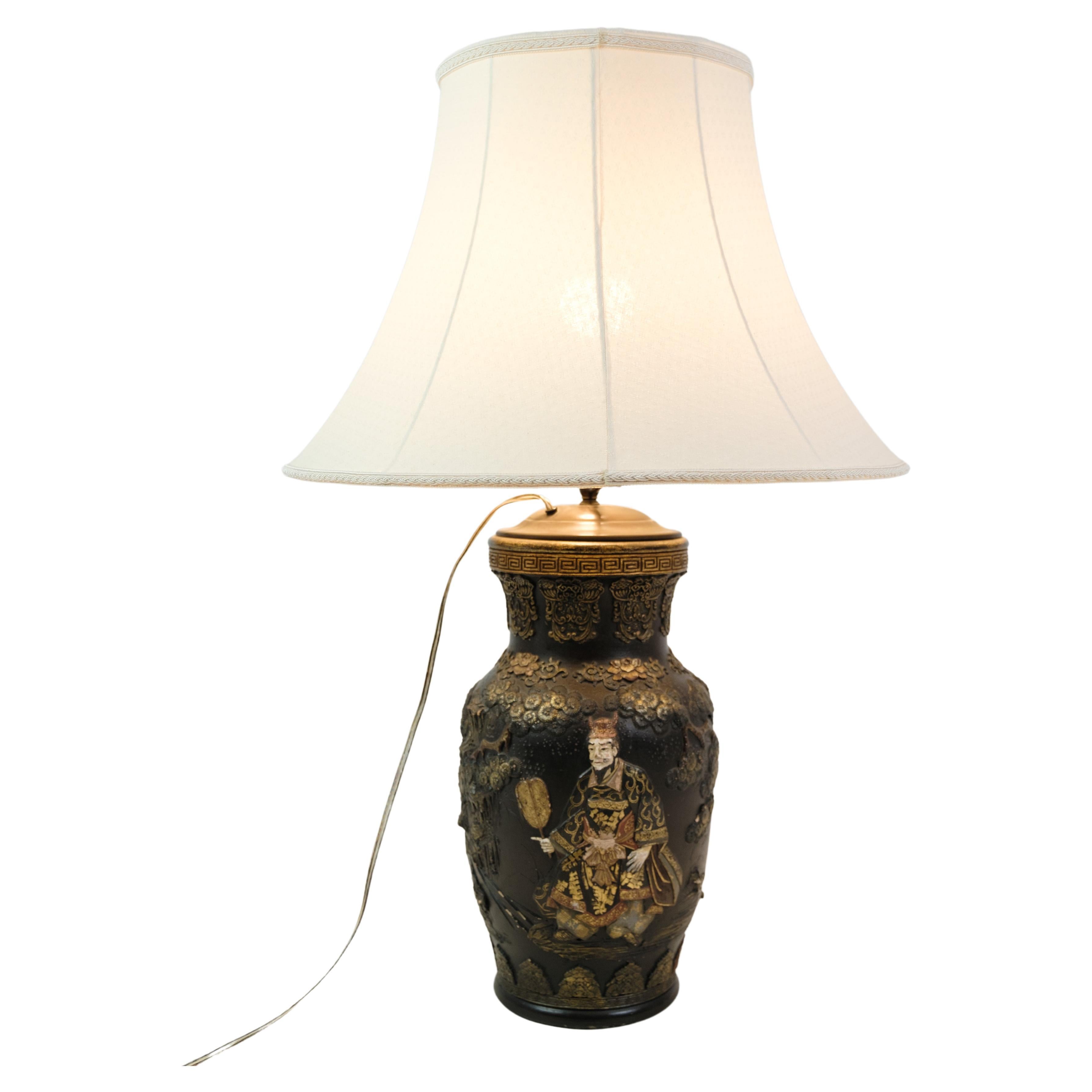 Chinese Lamp, Detailed Carvings & Motif, 1920s For Sale