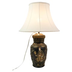 Used Chinese Lamp, Detailed Carvings & Motif, 1920s