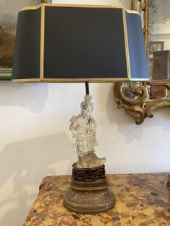 Chinese Lamp with Peking Glass Sculpture Base