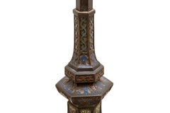 Japanese lantern in cast iron decorated with colourfull enameled champleve.