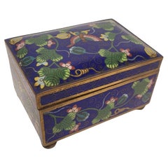 Lapislázuli chino azul verde  joyero con esmalte cloisonné