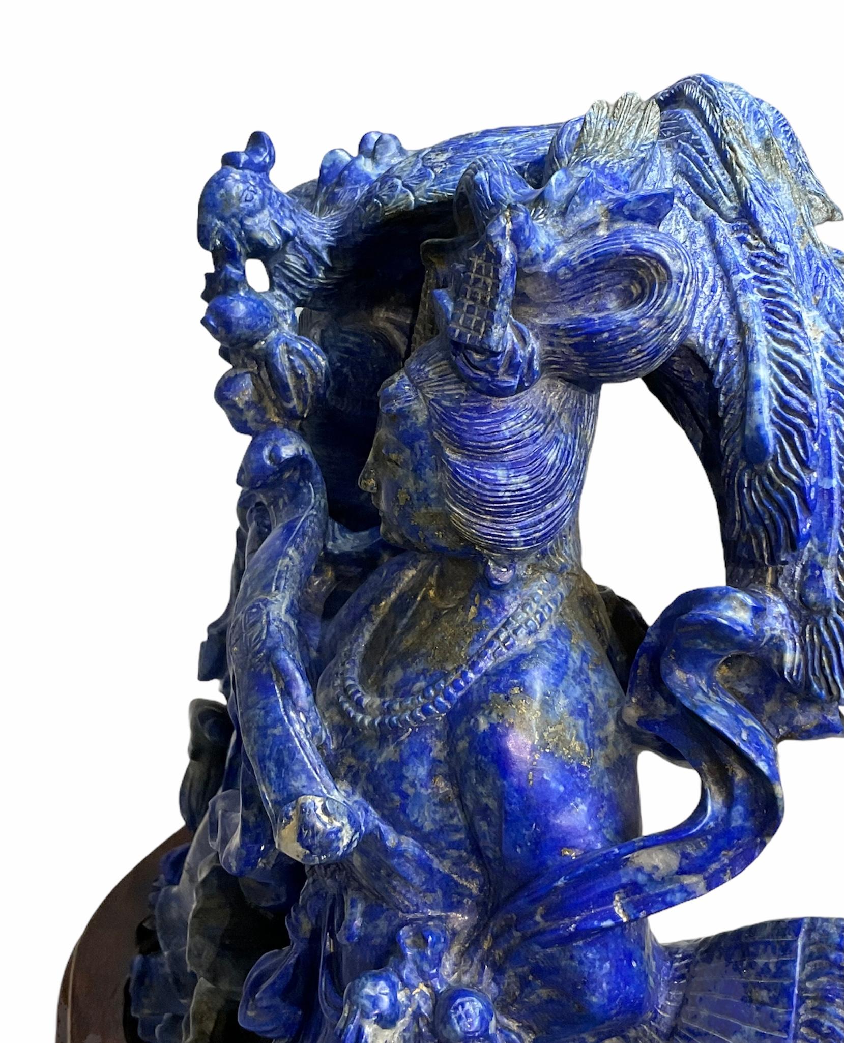 Chinese Lapis Lazuli Carved Group of Figures Sculpture For Sale 1