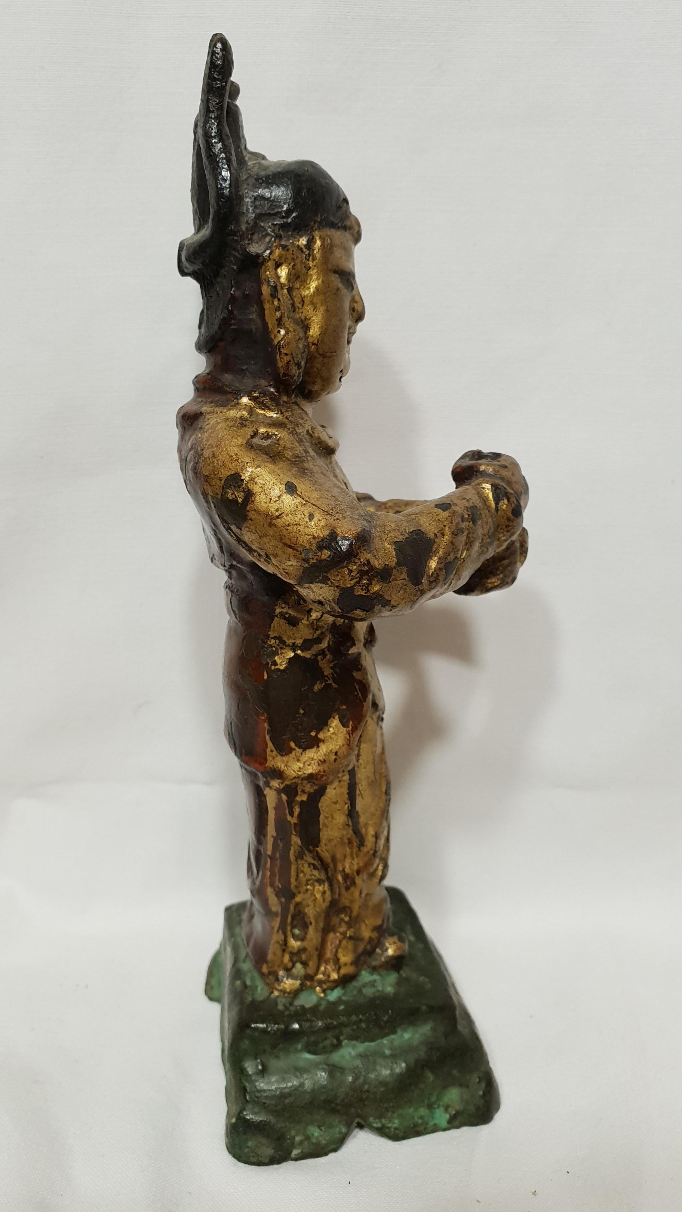 Chinese Lacquered Bronze Sculptor of Dignitary, Ming 1600s For Sale 1