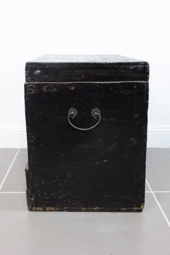 Chinese Laquered Brown and Gold Chest Decorated with Flowers, circa 1900