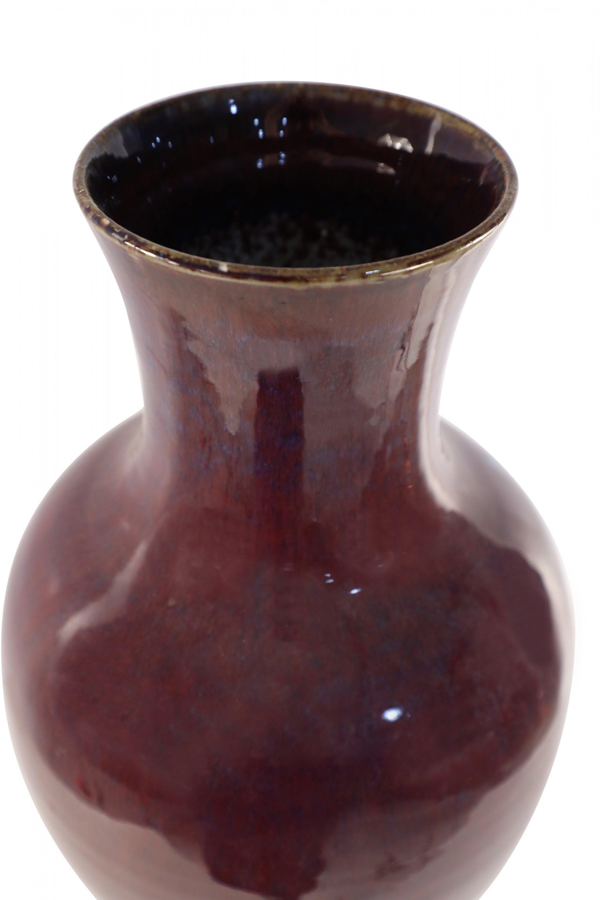 Chinese Large Aubergine, Purple, and Maroon Porcelain Urn Vase In Good Condition For Sale In New York, NY