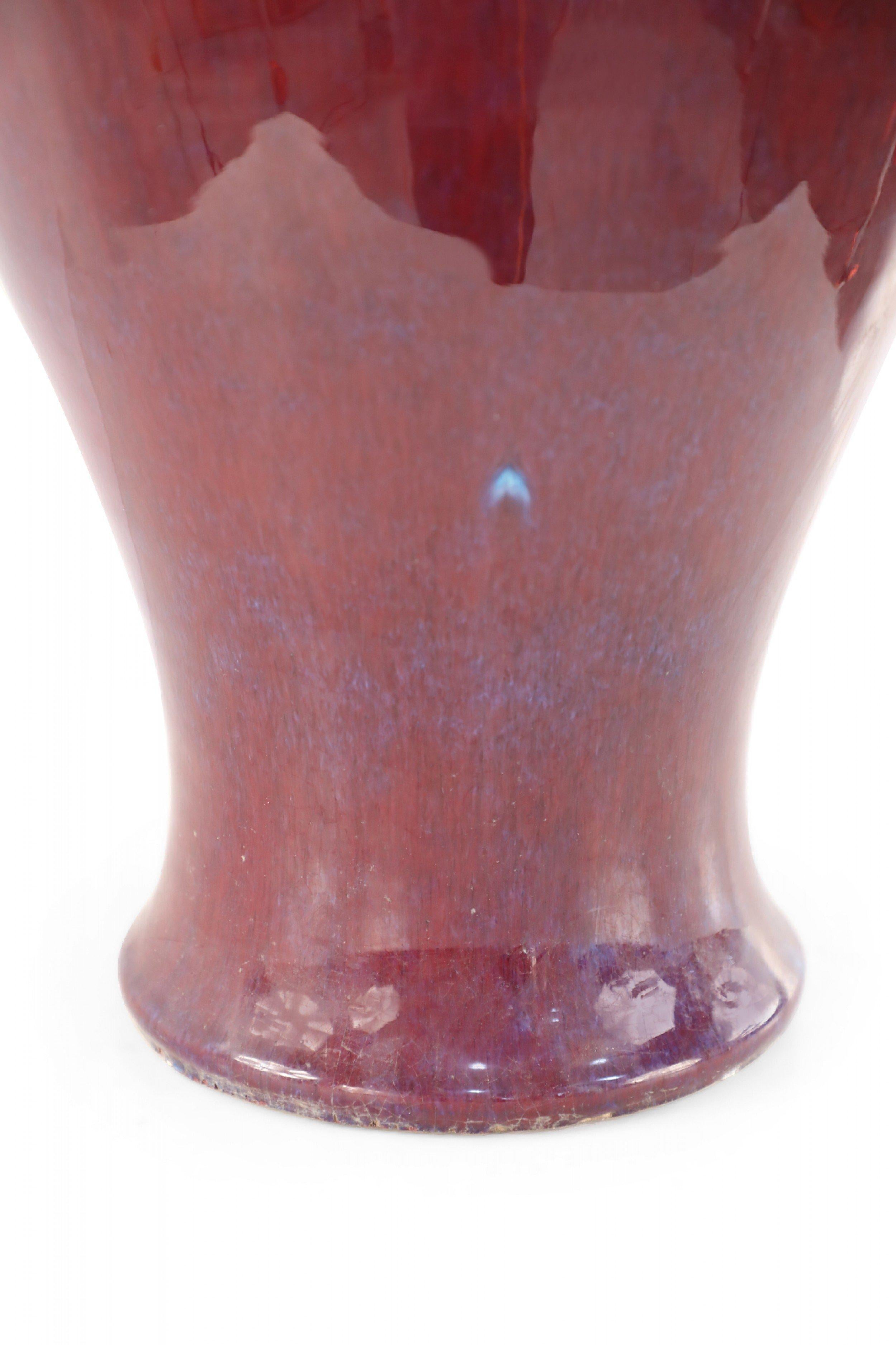 Chinese Large Aubergine, Purple, and Maroon Porcelain Urn Vase For Sale 2