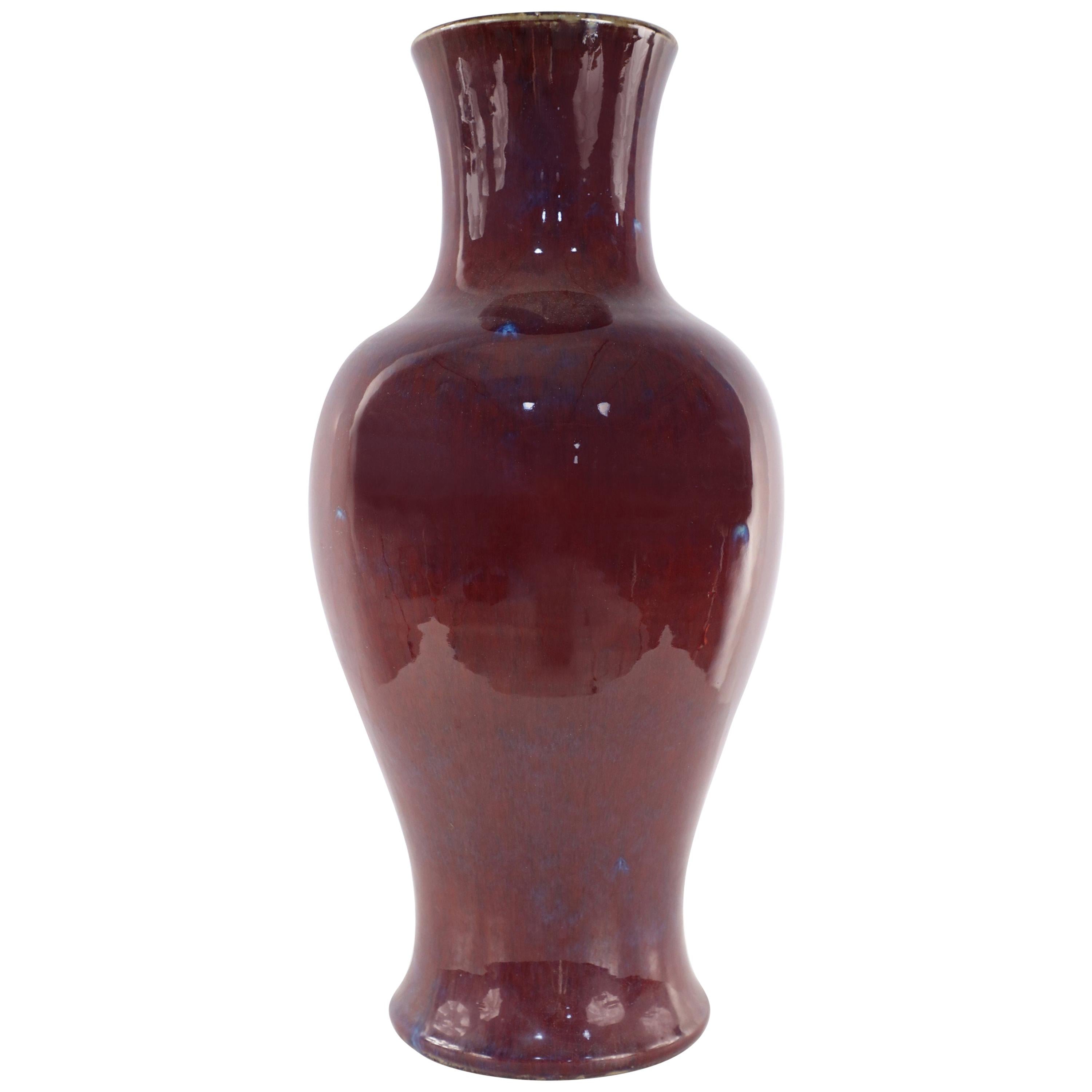 Chinese Large Aubergine, Purple, and Maroon Porcelain Urn Vase For Sale