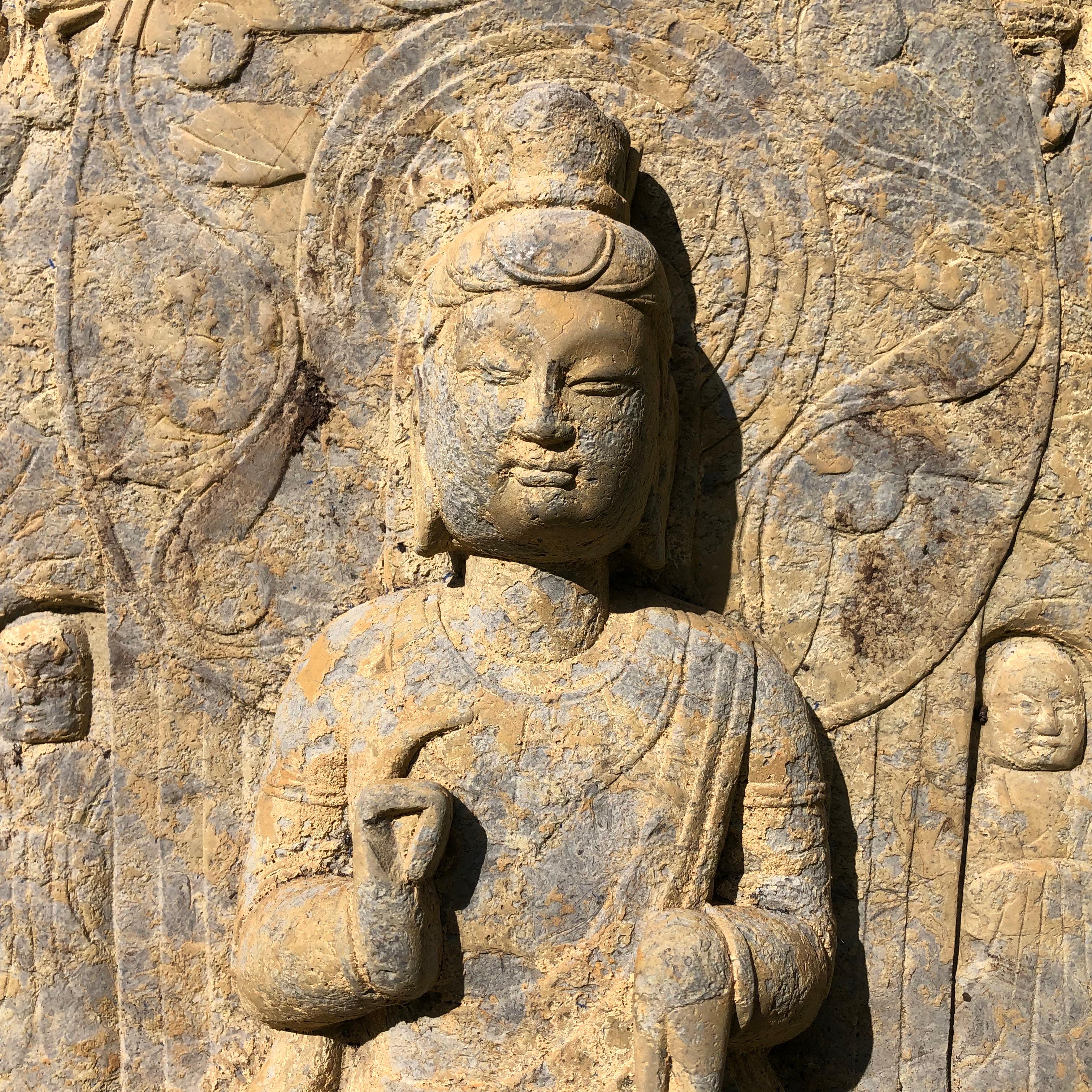 Hand-Carved Chinese Large Old Stone 