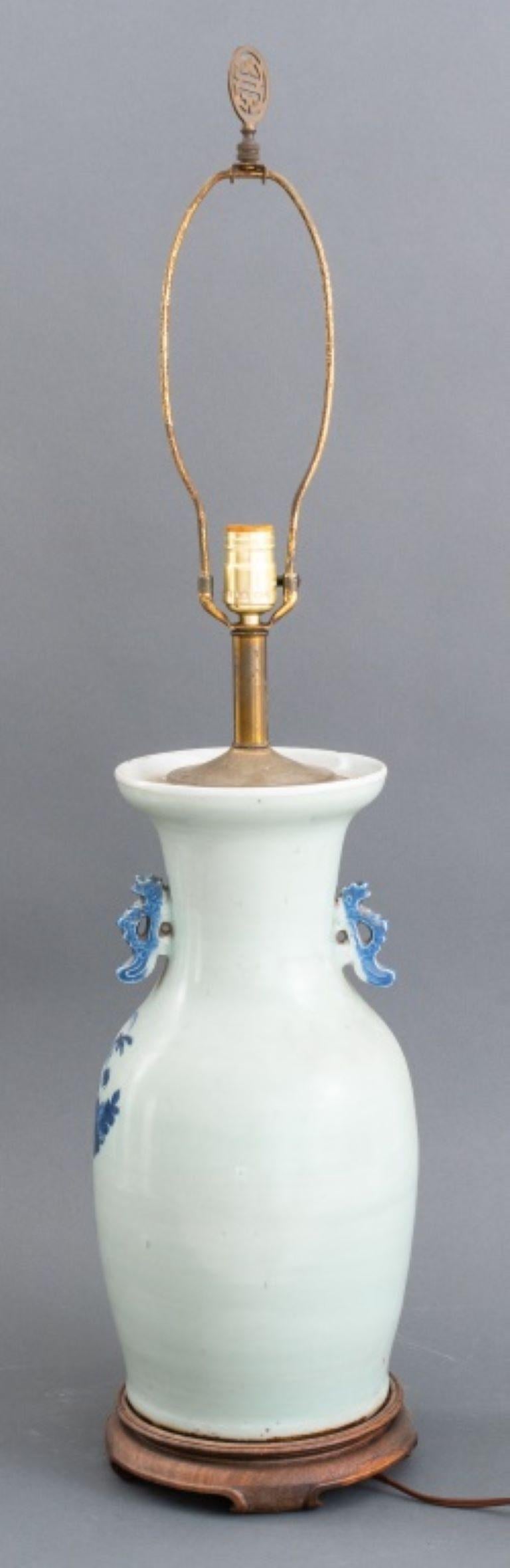 Chinese Large Porcelain Baluster Vase Lamp Mounted For Sale 6