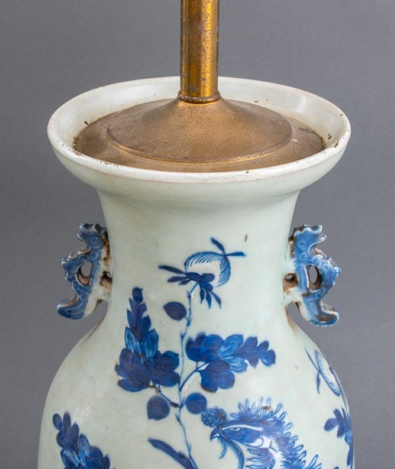 Chinese Large Porcelain Baluster Vase Lamp Mounted In Good Condition For Sale In New York, NY