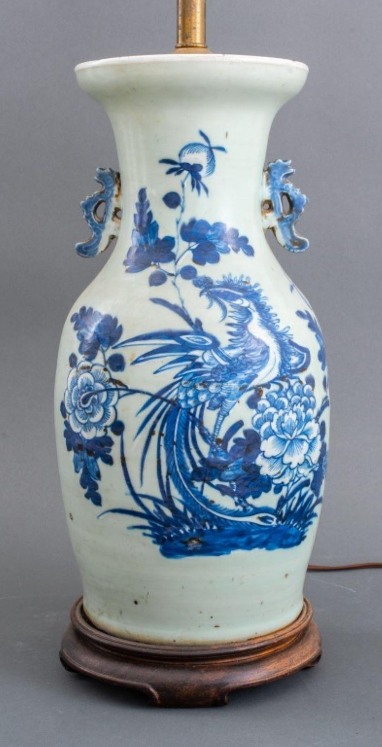 20th Century Chinese Large Porcelain Baluster Vase Lamp Mounted For Sale