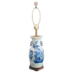 Vintage Chinese Large Porcelain Baluster Vase Lamp Mounted