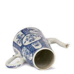 Chinese Large Qianlong Blue and White Porcelain Chocolate Pot, 18th Century