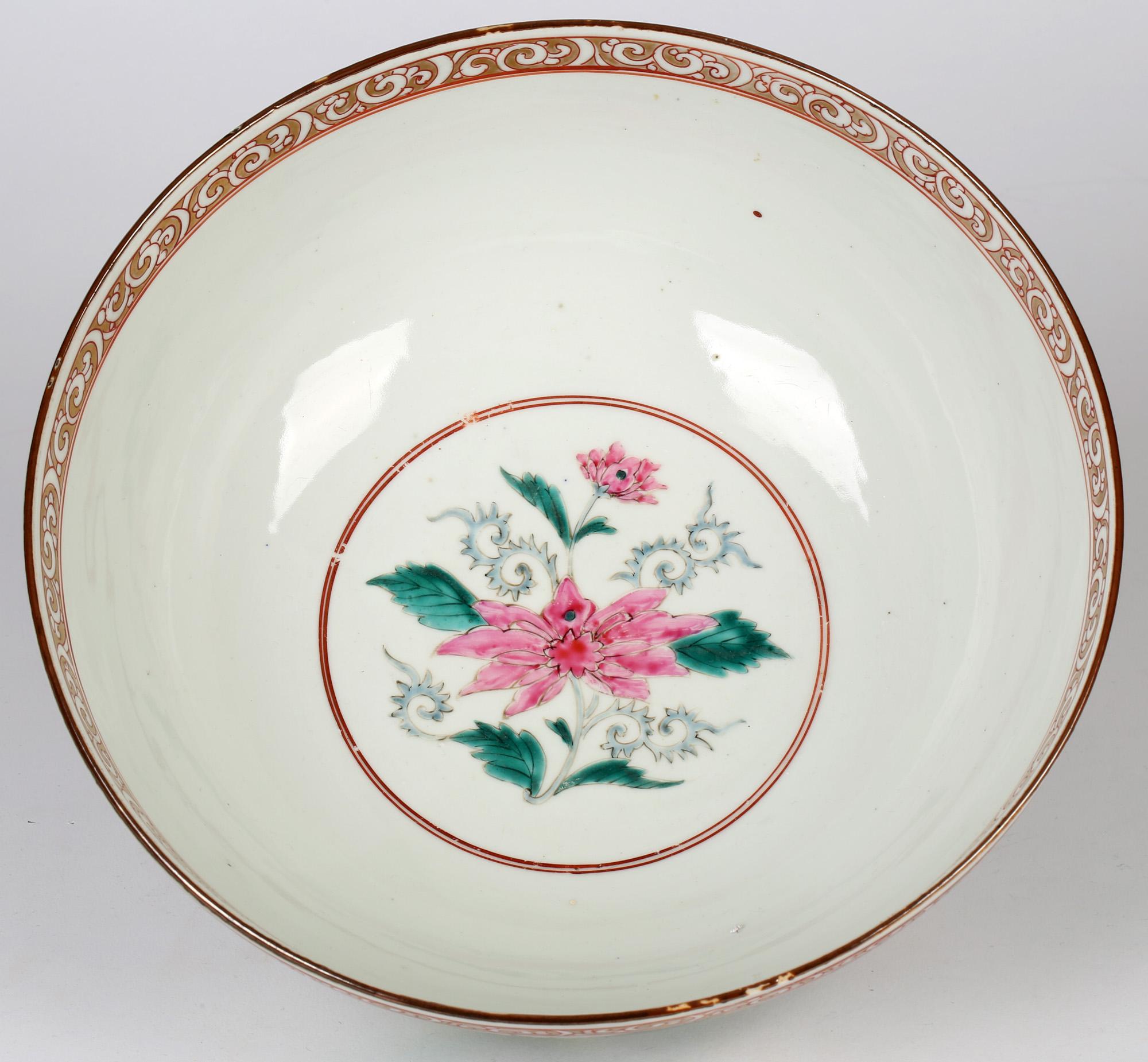 Chinese Large Qing Porcelain Famille Verte Palette Dueling Dragons Punch Bowl 6
