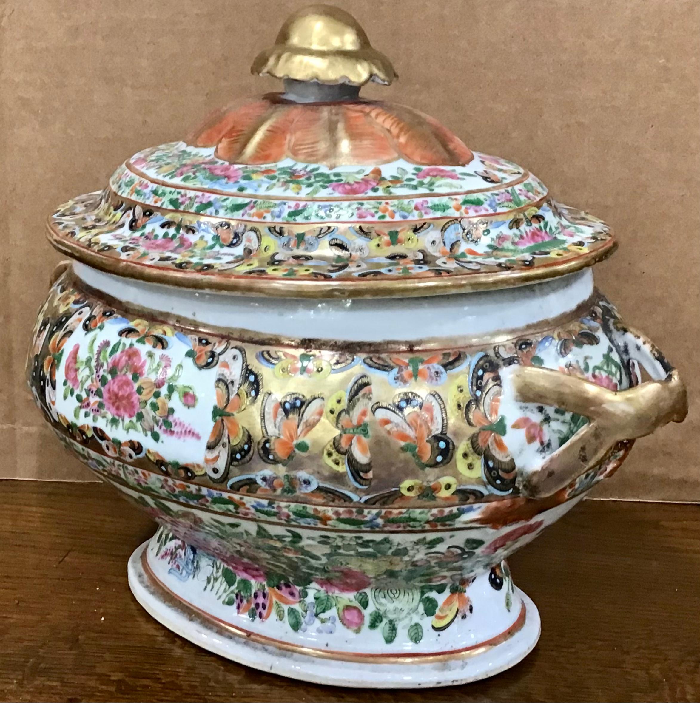 Large antique Rose Medallion Tureen and cover.
