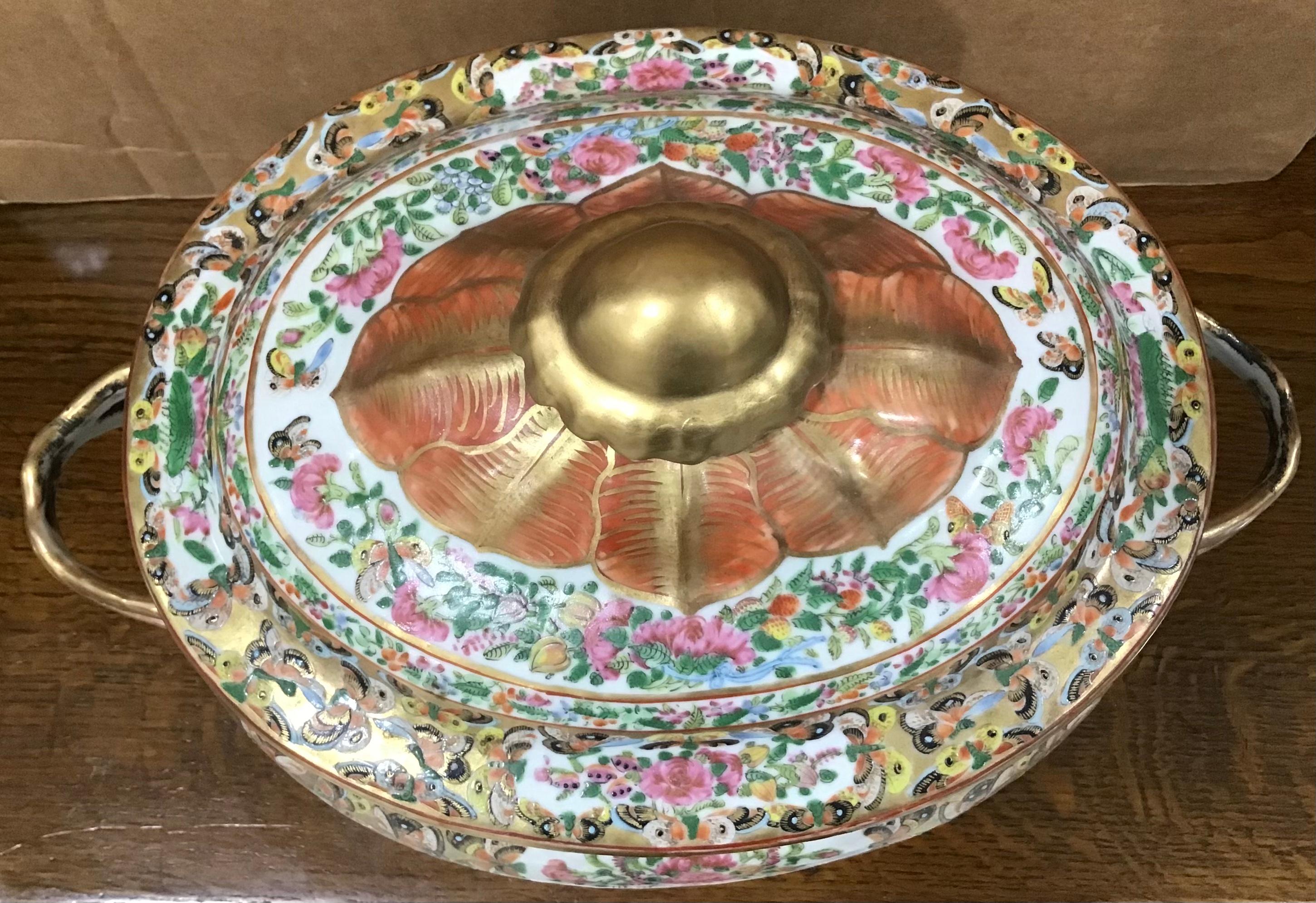 Chinese Export Chinese Large Rose Medallion Tureen
