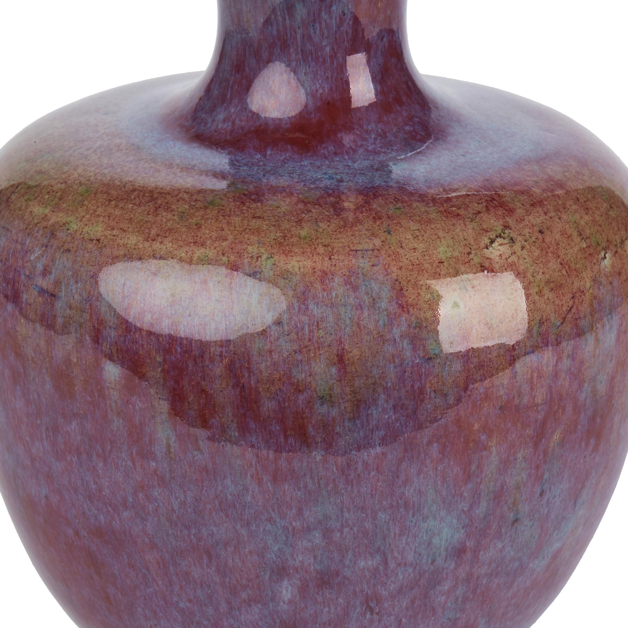 Chinesische große Vintage Sang De Bouef glasierte Kunst Keramik Vase (20. Jahrhundert) im Angebot