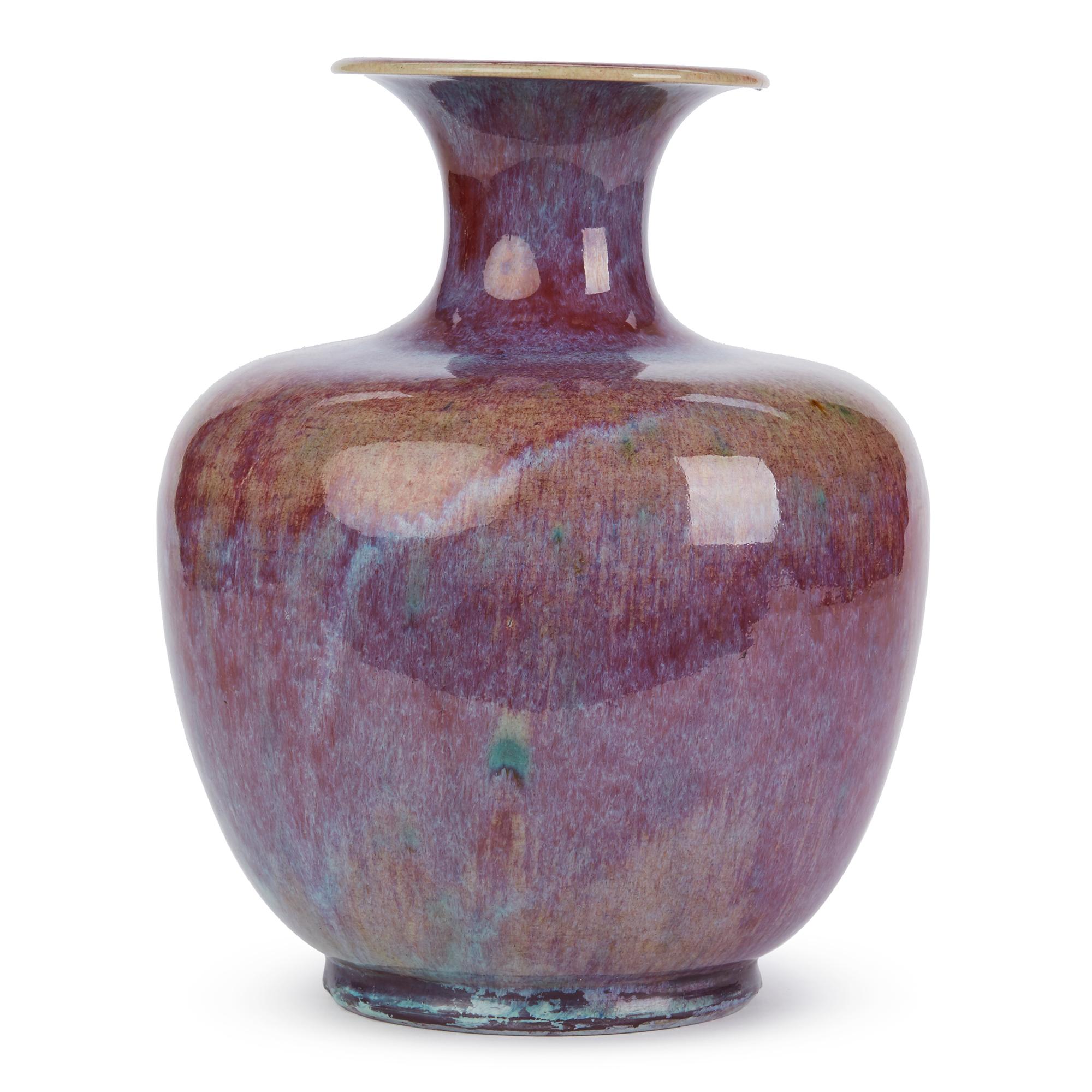Chinese Large Vintage Sang De Bouef Glazed Art Pottery Vase For Sale 1