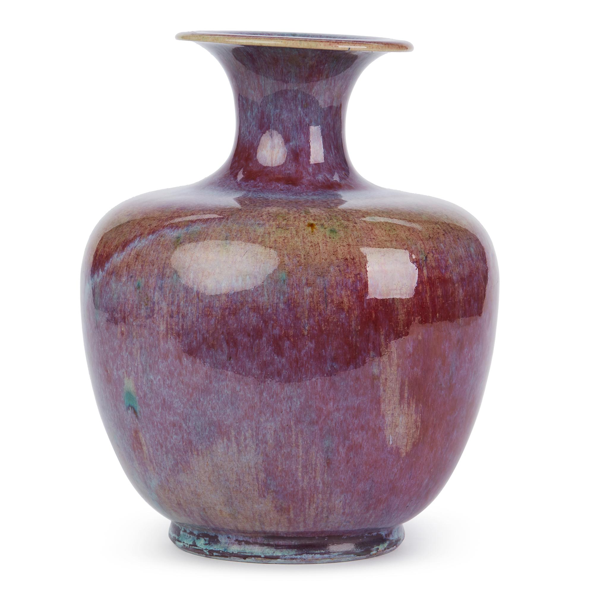 Chinesische große Vintage Sang De Bouef glasierte Kunst Keramik Vase im Angebot 3