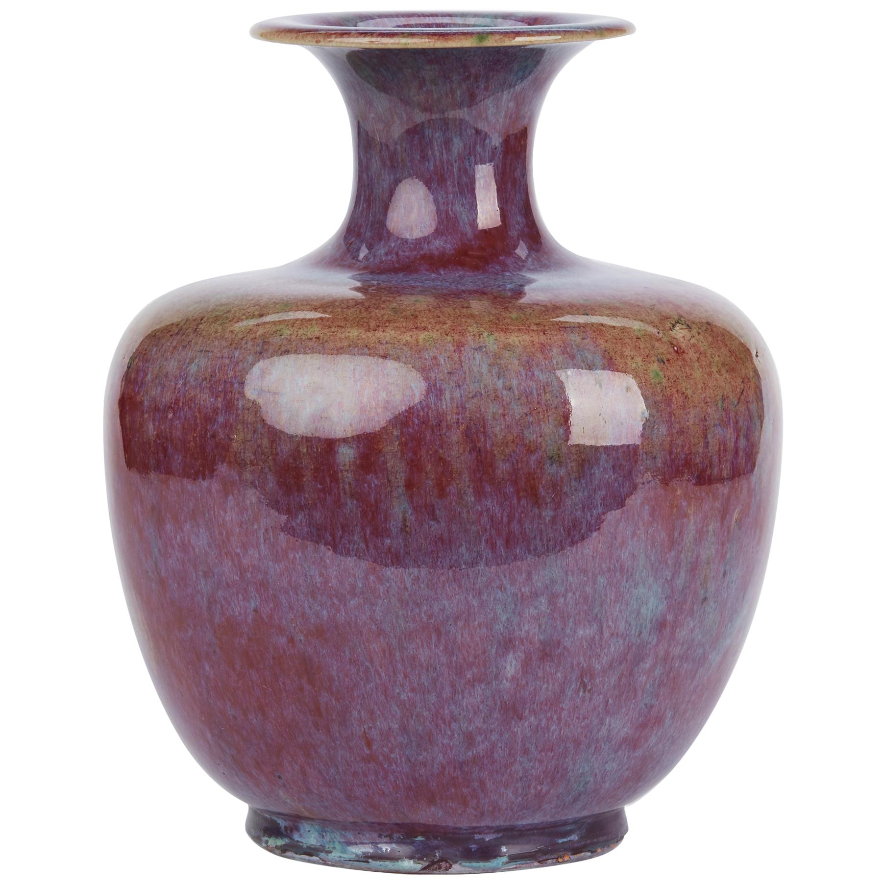 Chinese Large Vintage Sang De Bouef Glazed Art Pottery Vase
