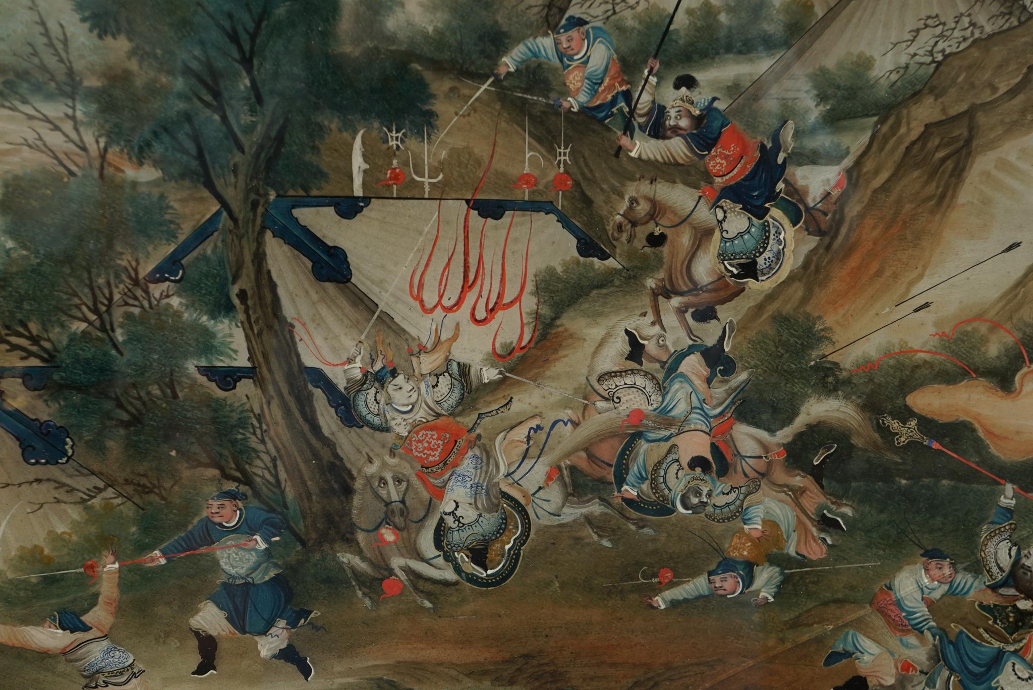 Peinture sur verre chinoise de la fin du 18ème siècle dans son cadre d'origine en vente 1