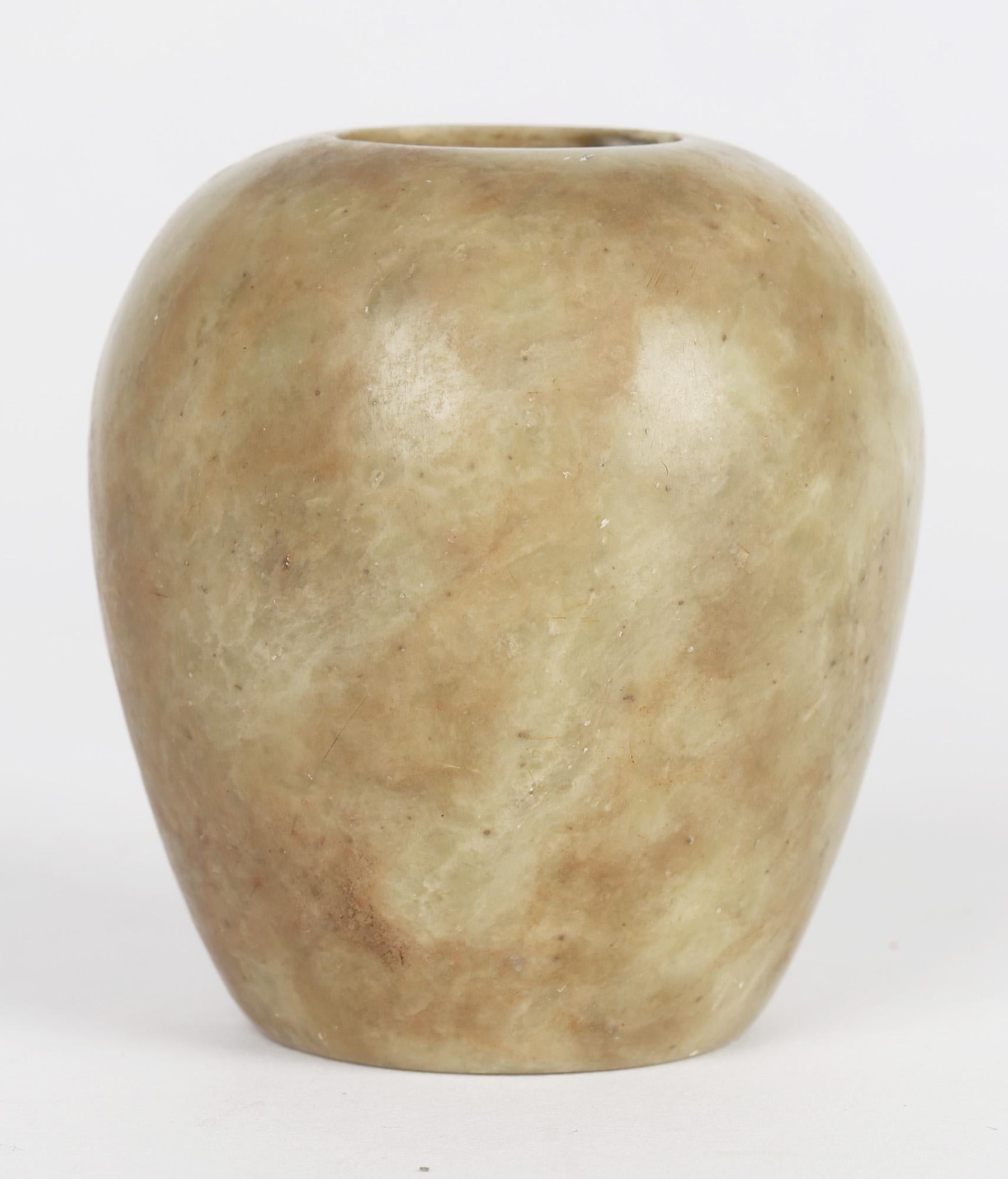Chinese Late Qing Carved Soapstone Jar Shaped Brush Pot For Sale 2