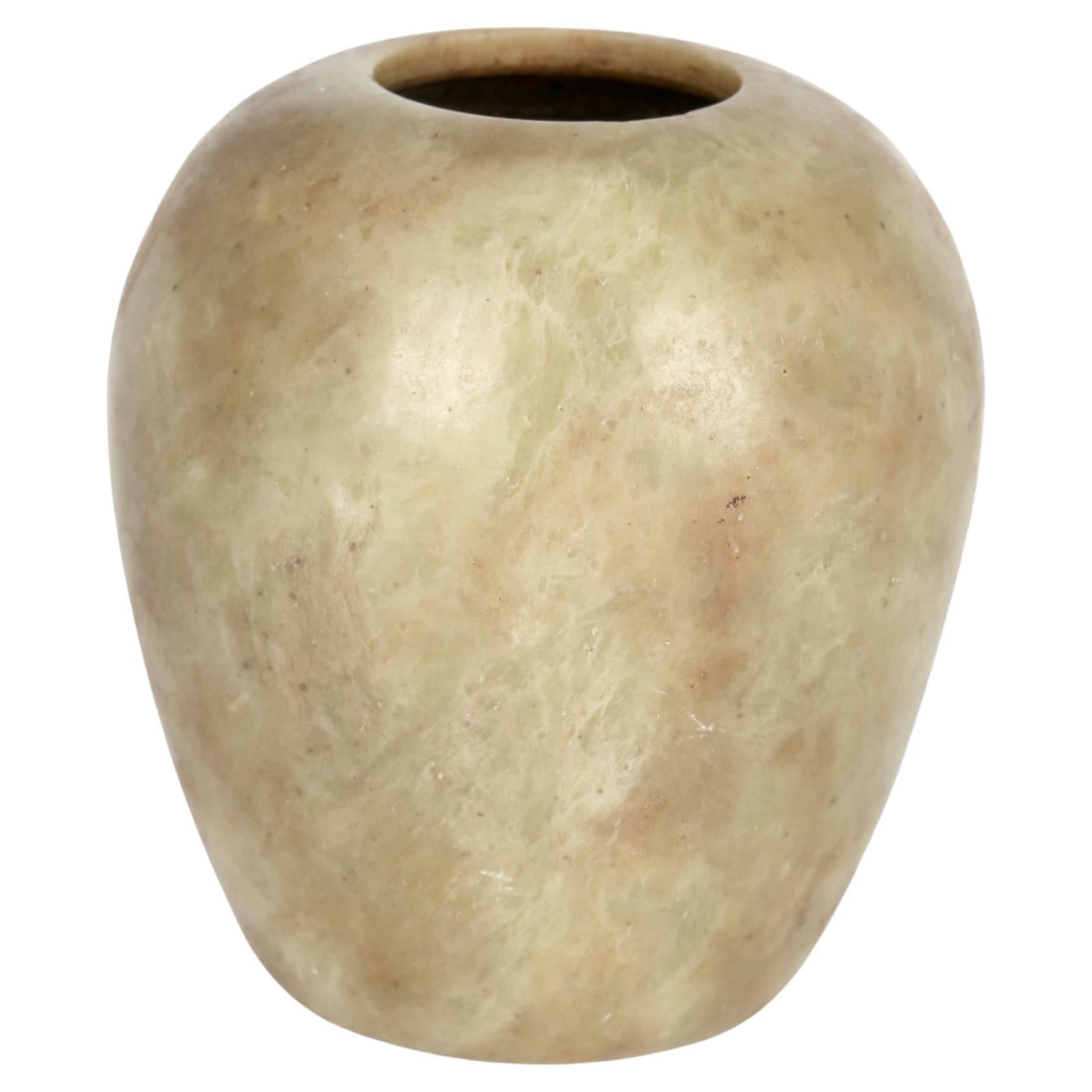 Chinese Late Qing Carved Soapstone Jar Shaped Brush Pot For Sale