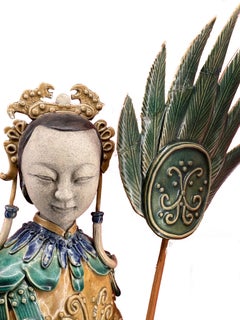 Chinese Late Qing Ceramic Court Figures Male & Female Pair, circa 1900