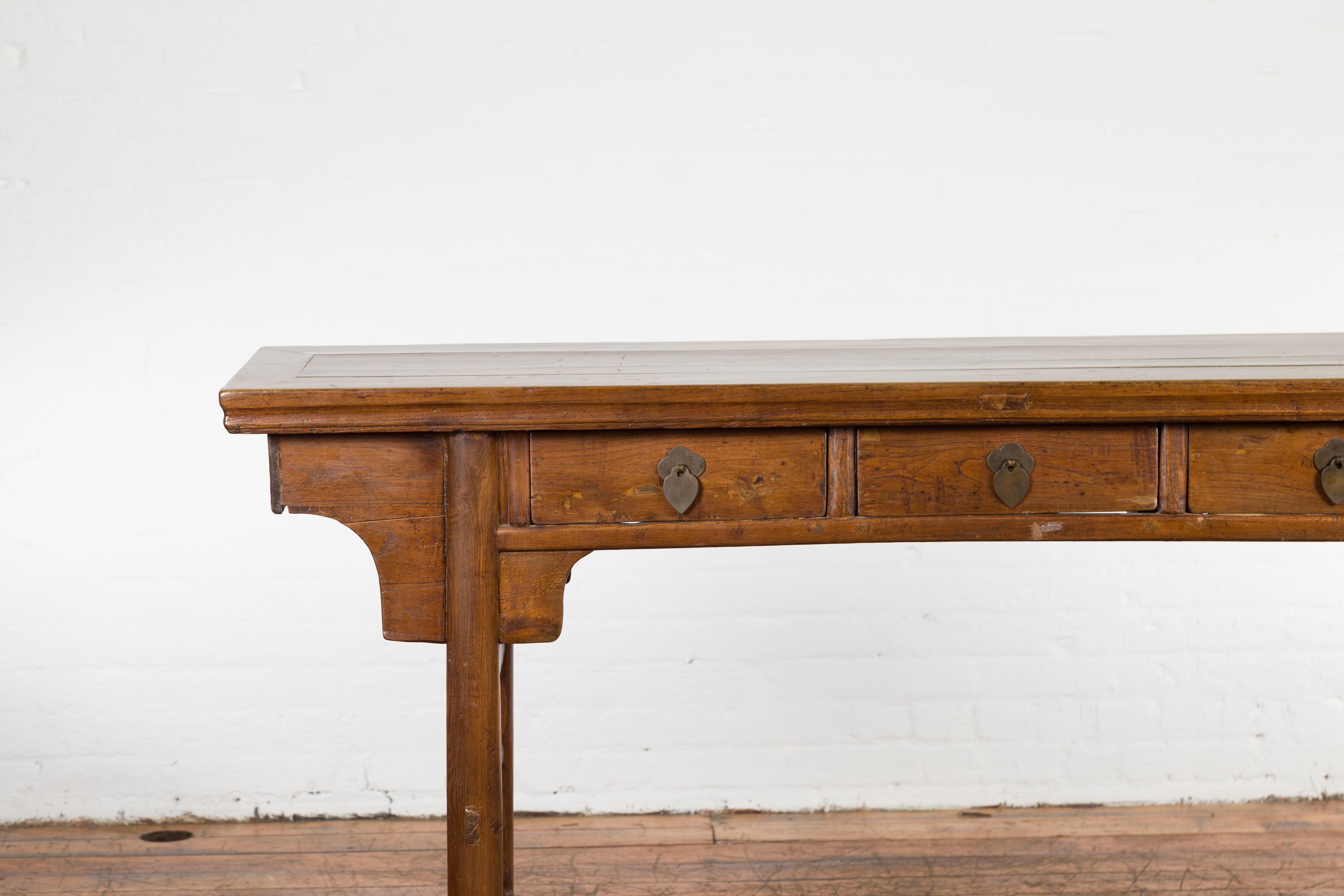 Chinese Late Qing Dynasty 1900s Altar Console Table with Three Drawers 1