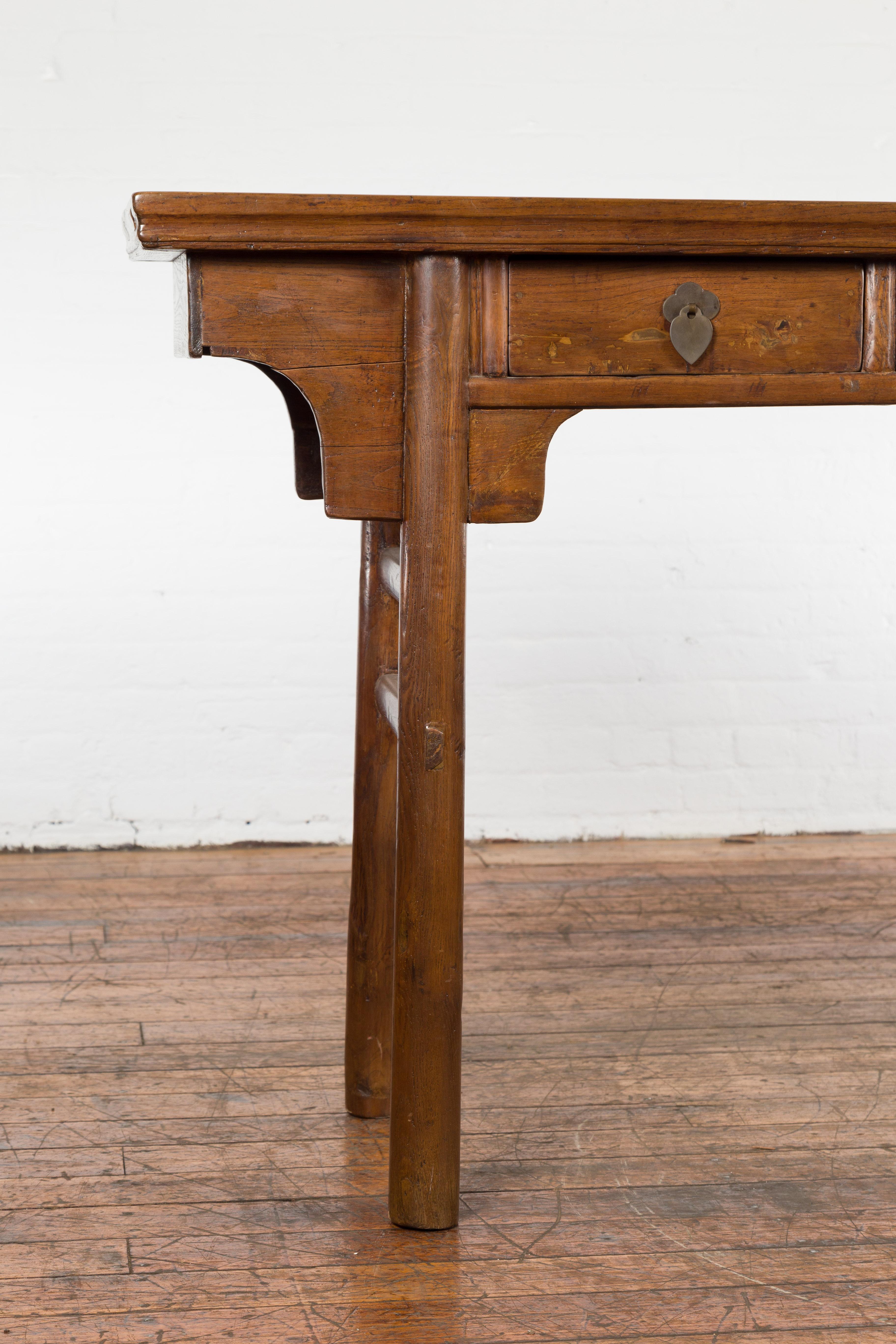 Chinese Late Qing Dynasty 1900s Altar Console Table with Three Drawers 3