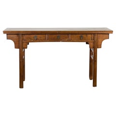Chinese Late Qing Dynasty 1900s Altar Console Table with Three Drawers