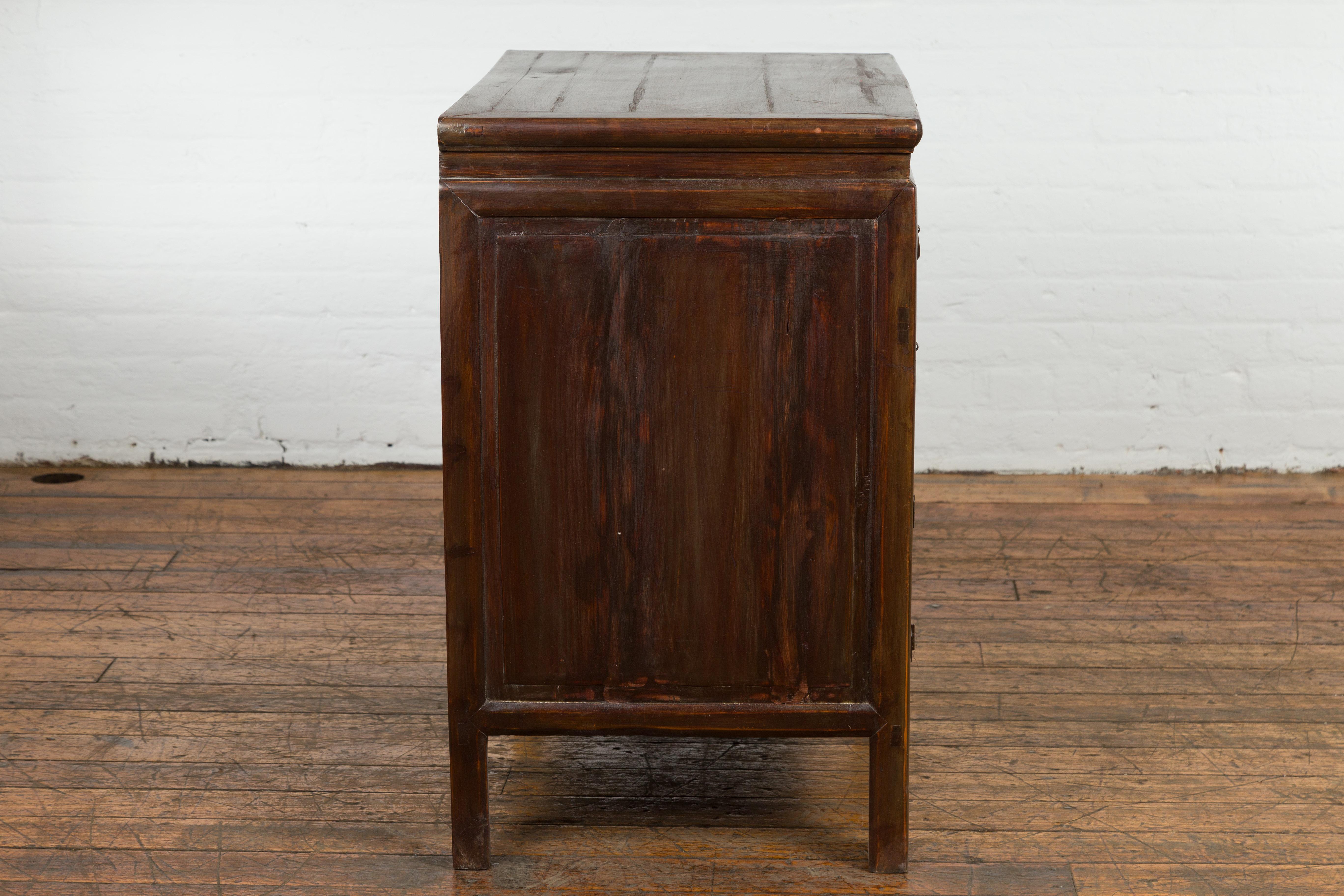 Antique Bedside Cabinet with 4 Drawers and Rectangular Top For Sale 2