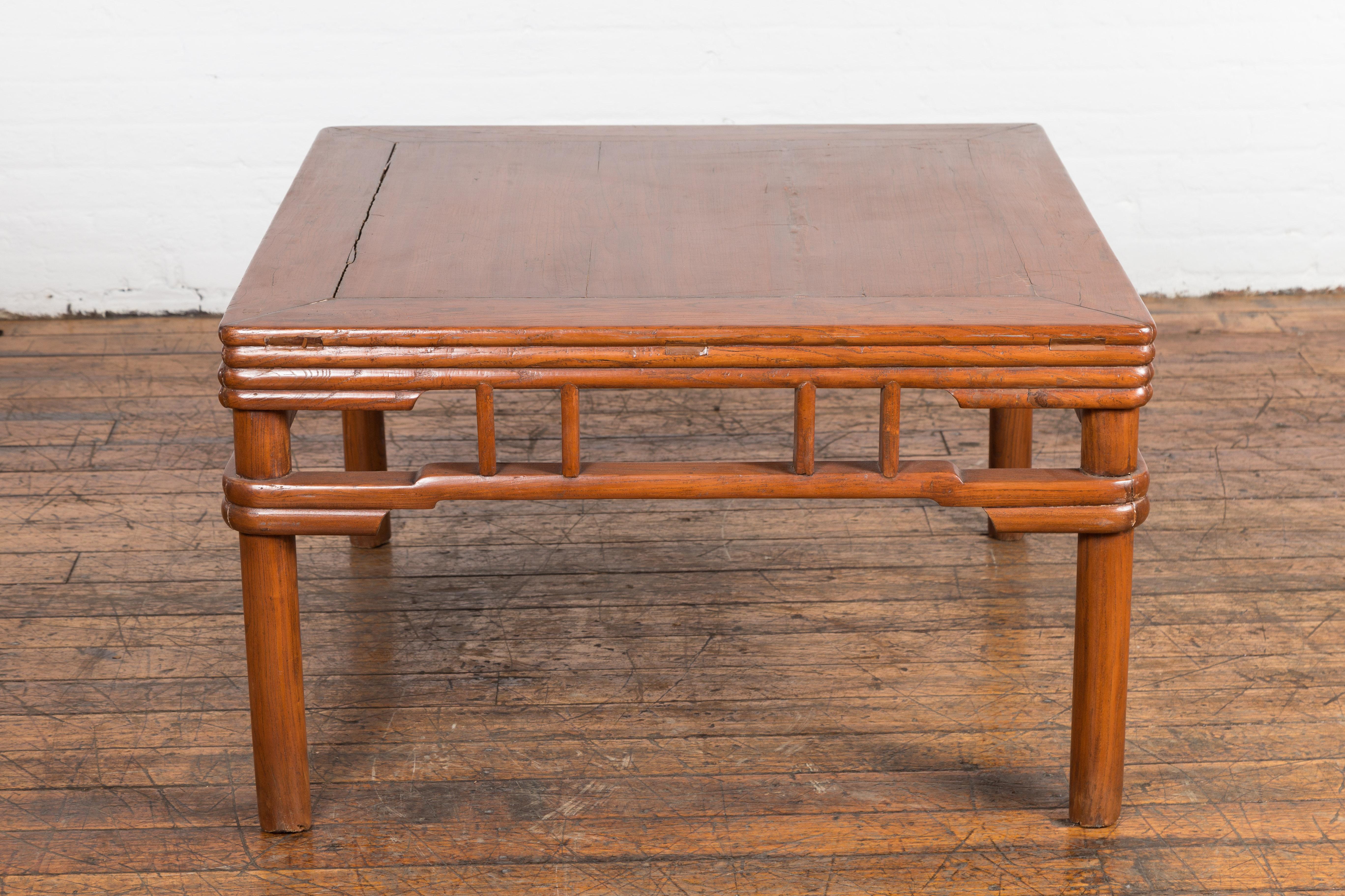 1900s Antique Square Elmwood Coffee Table For Sale 5