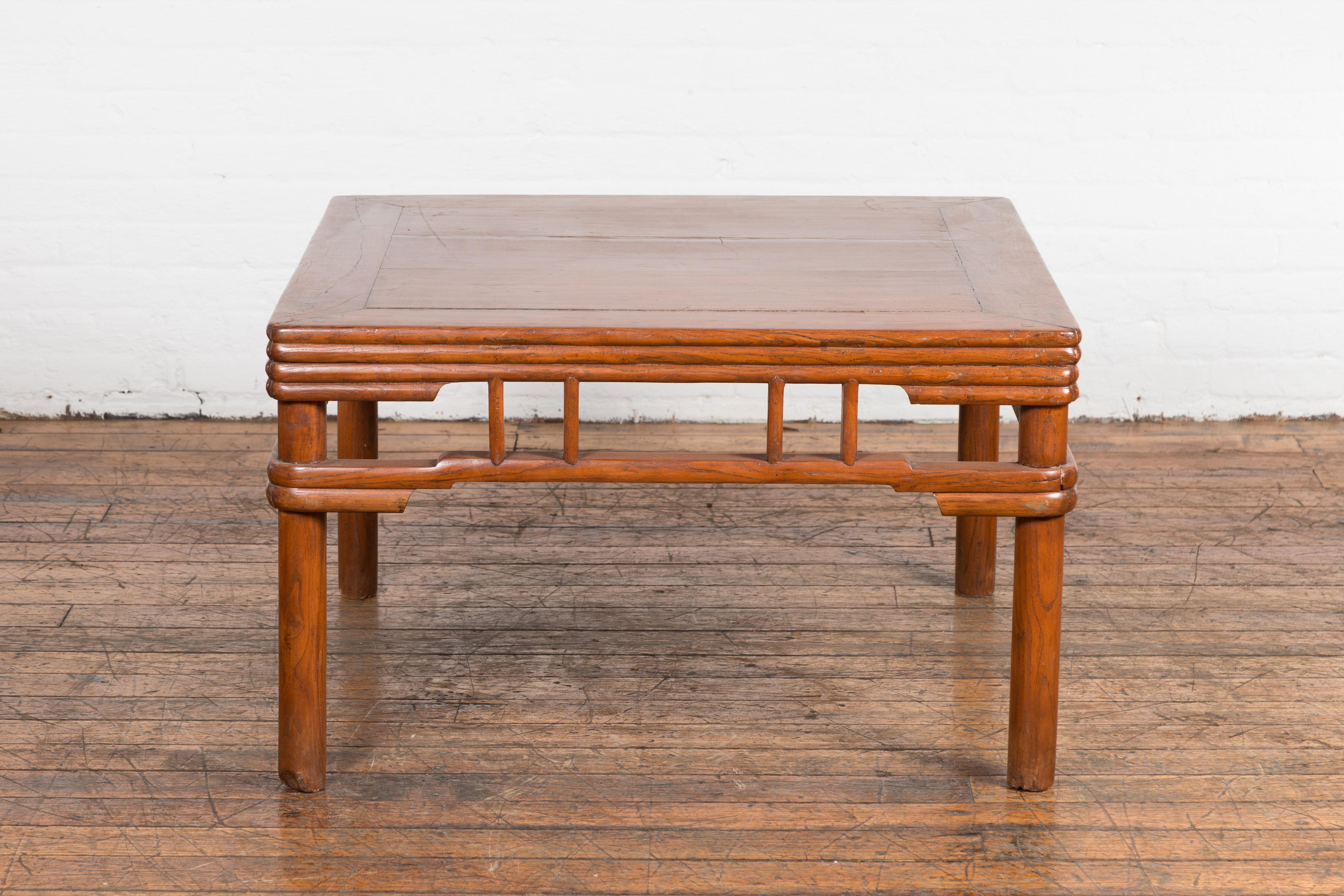 1900s Antique Square Elmwood Coffee Table For Sale 6
