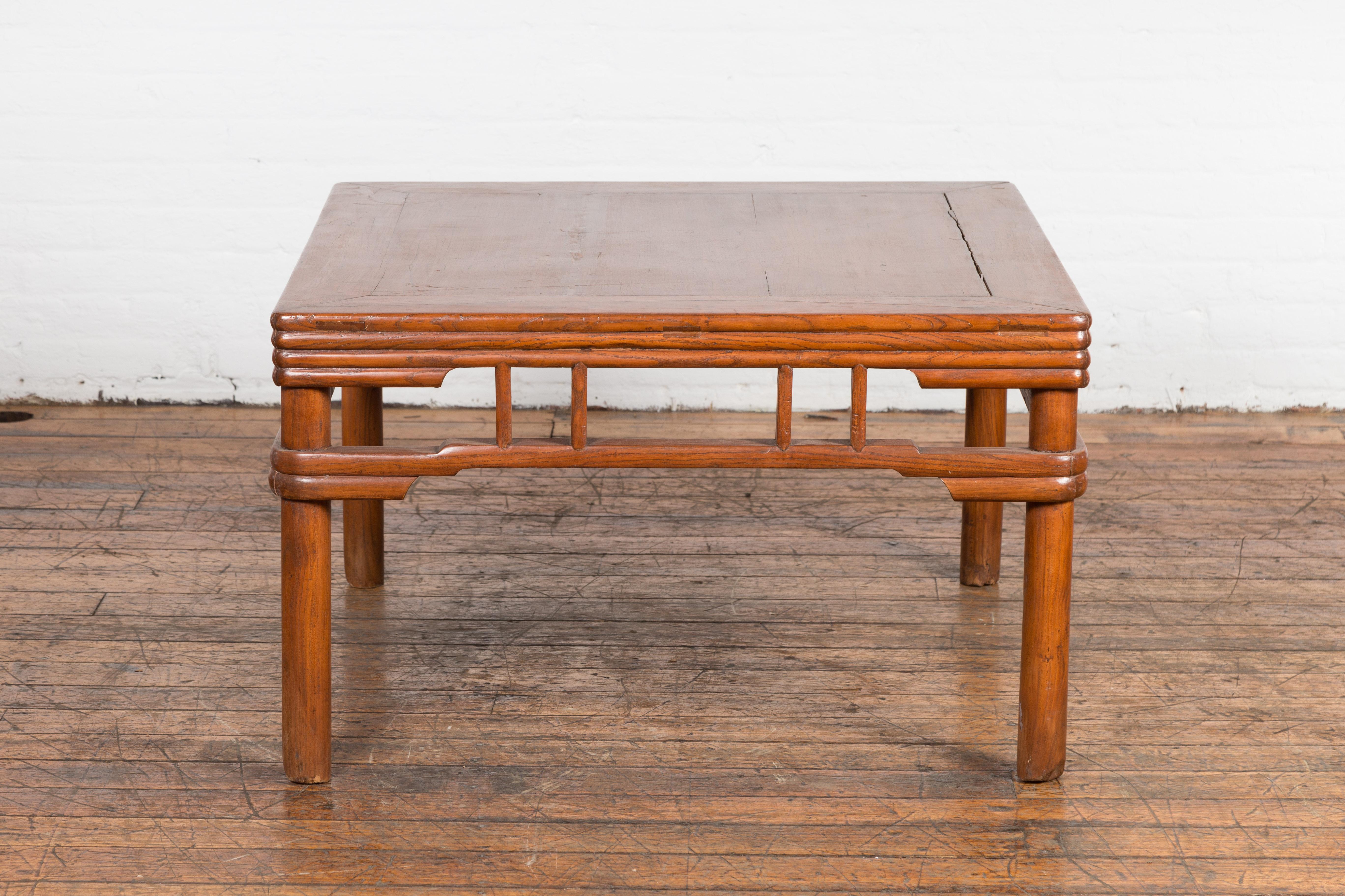 1900s Antique Square Elmwood Coffee Table For Sale 7