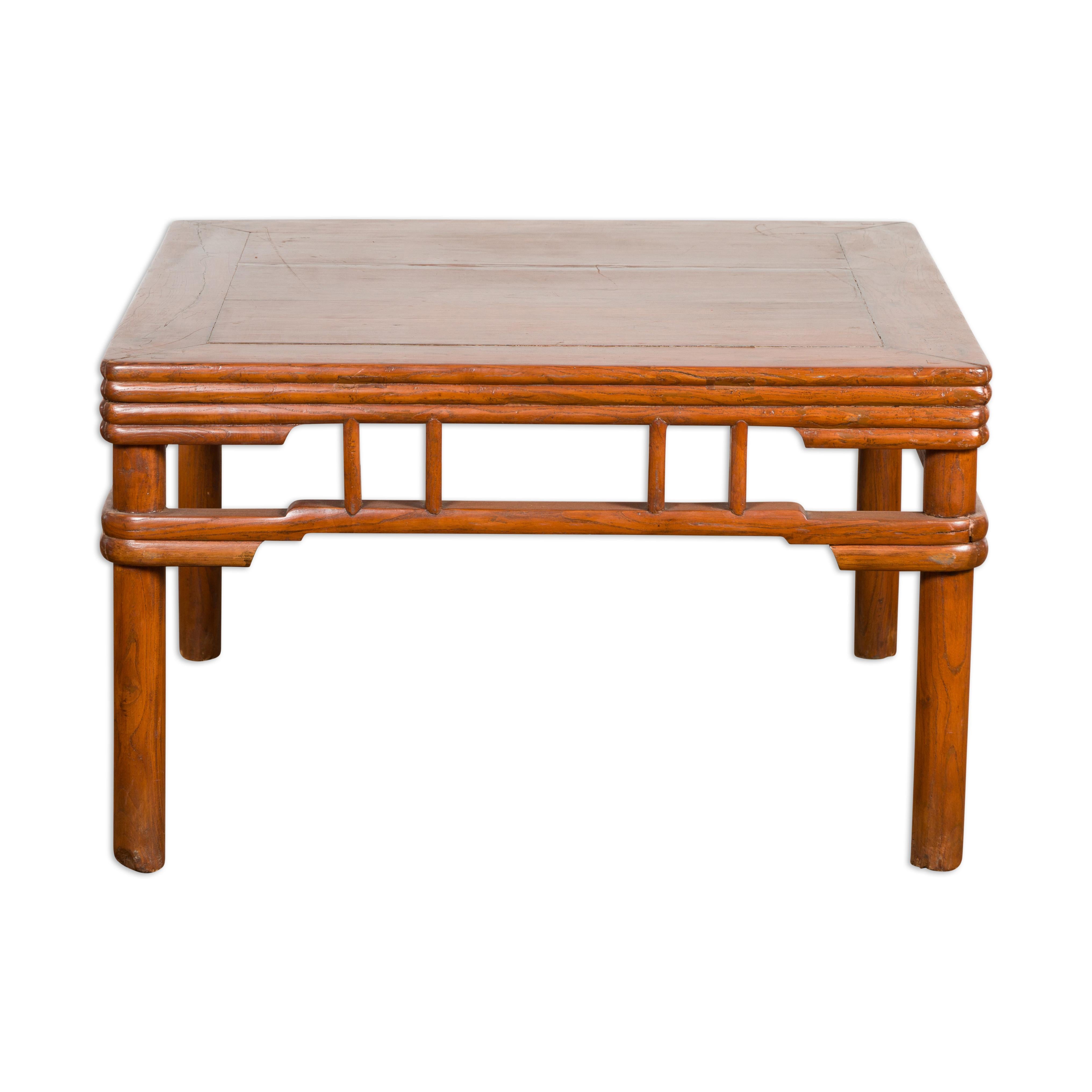1900s Antique Square Elmwood Coffee Table For Sale 8