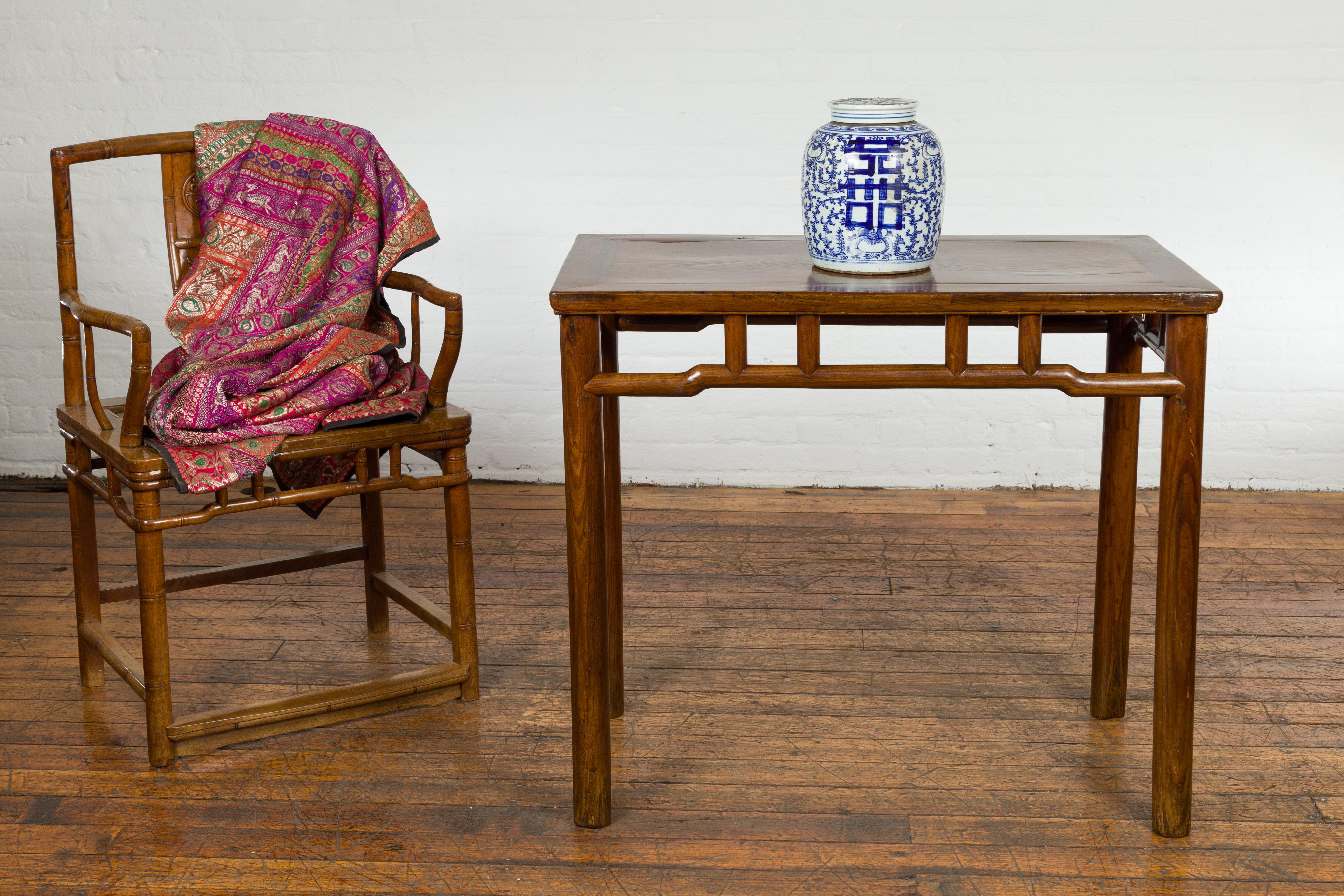 Qing 1900s Chinese Antique Wine Console Table For Sale
