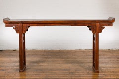 Late Qing Dynasty Altar Console Table with Lateral Pierced Tree Motifs