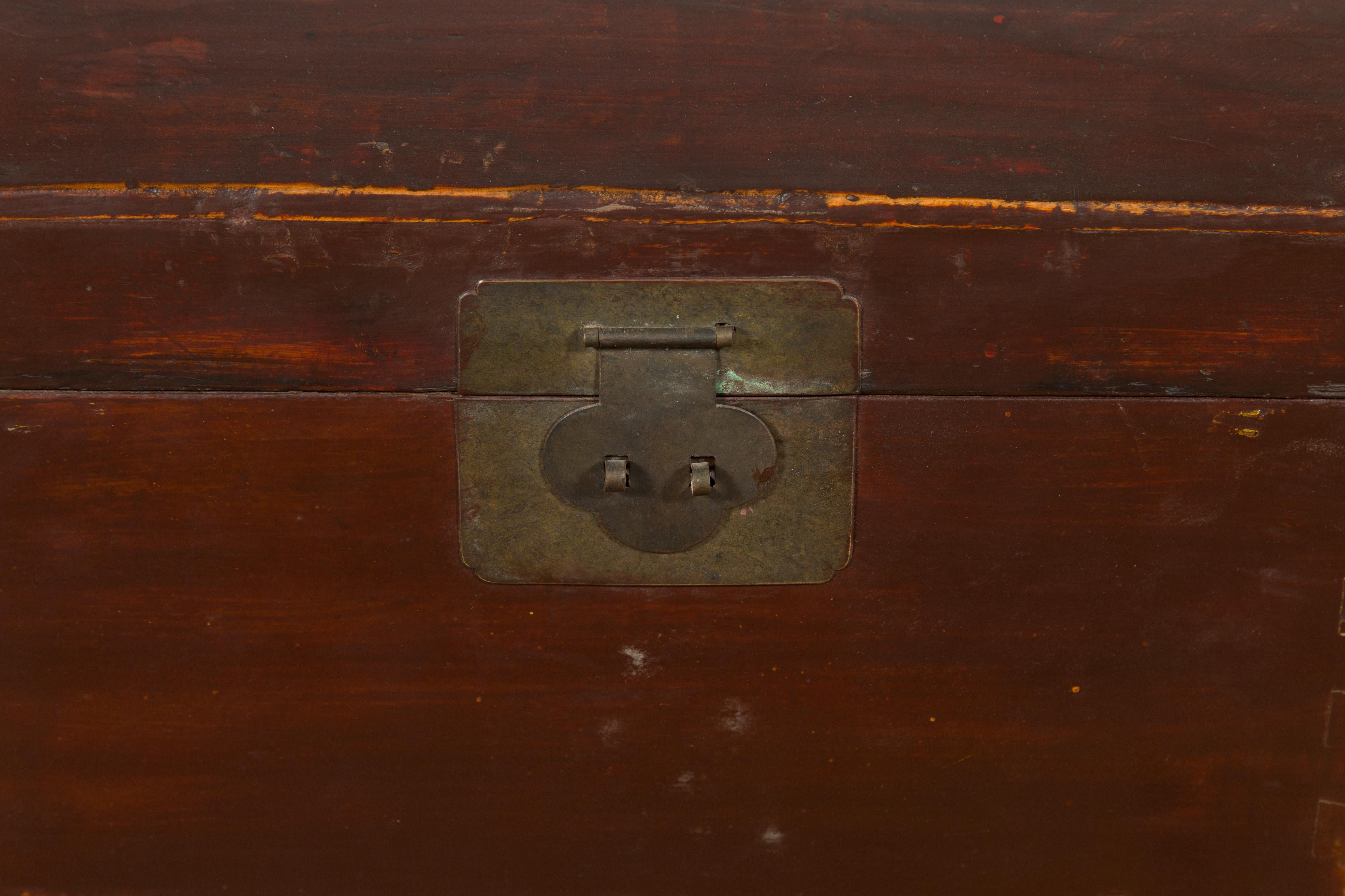 Late Qing Dynasty Document Box with Brass Lock and Carrying Handles For Sale 1