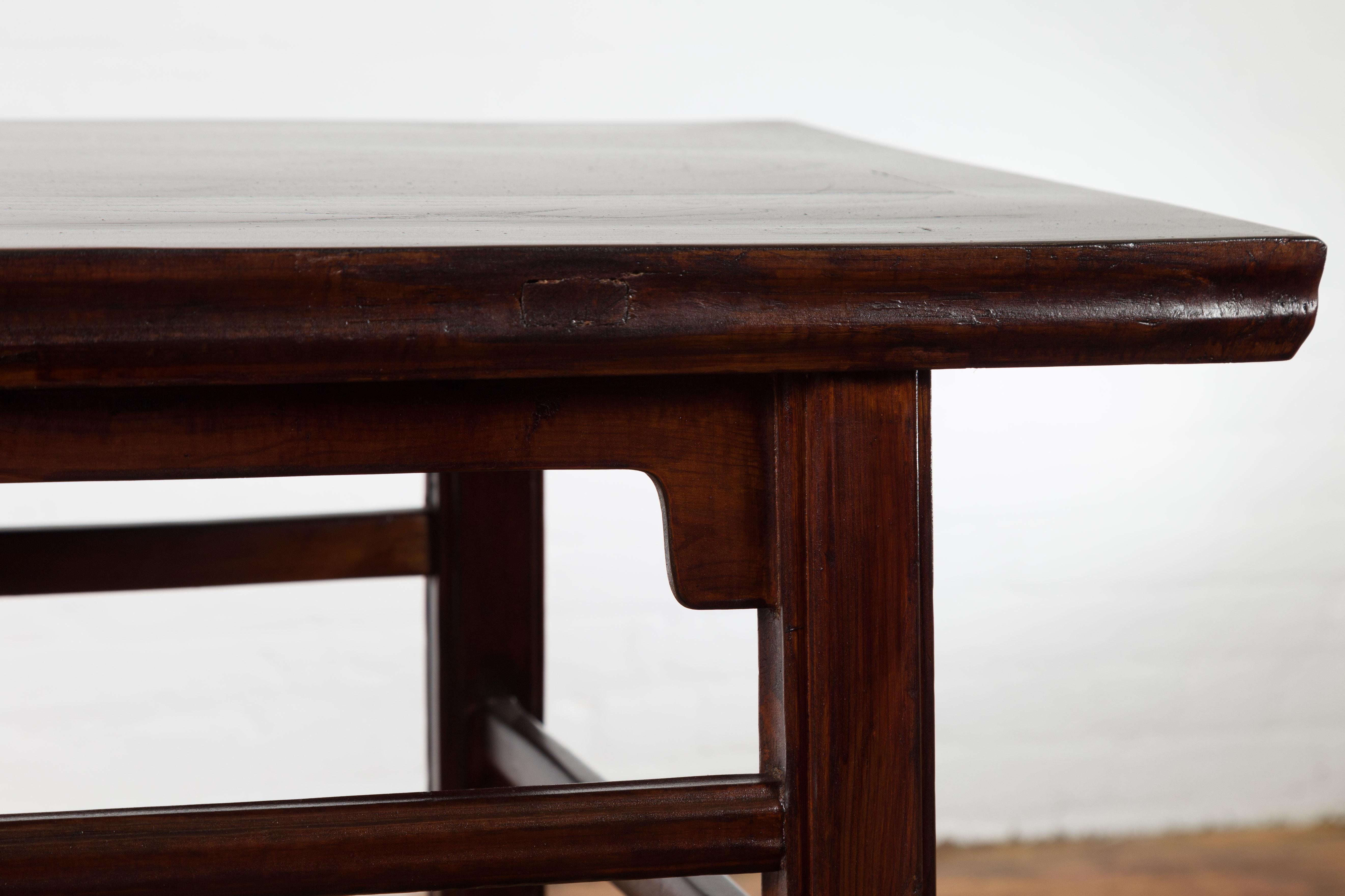 Chinese Late Qing Dynasty Elm Scholar's Table with Custom Lacquer Finish For Sale 5