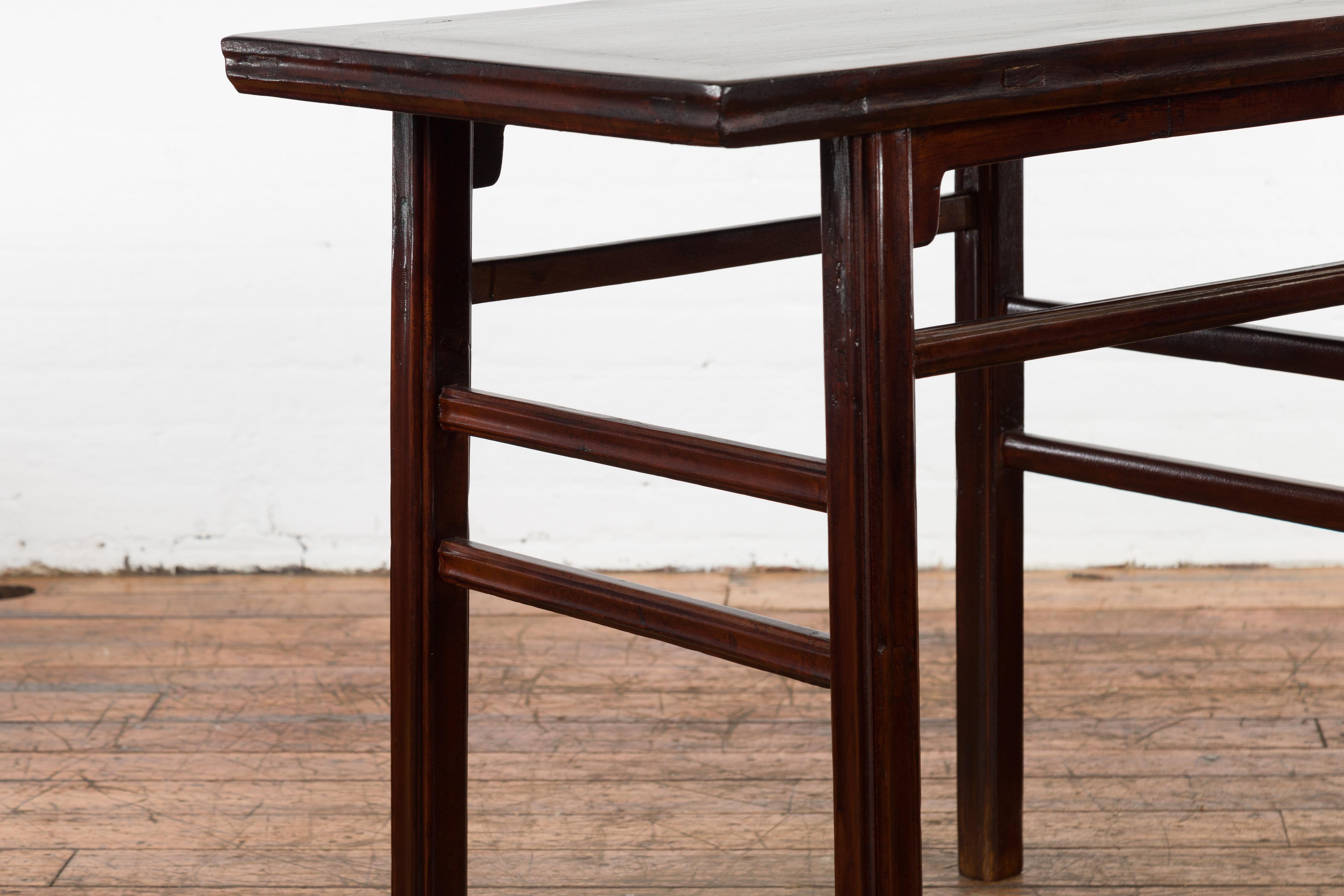 Late Qing Dynasty Elm Scholar's Table with Custom Lacquer Finish 6