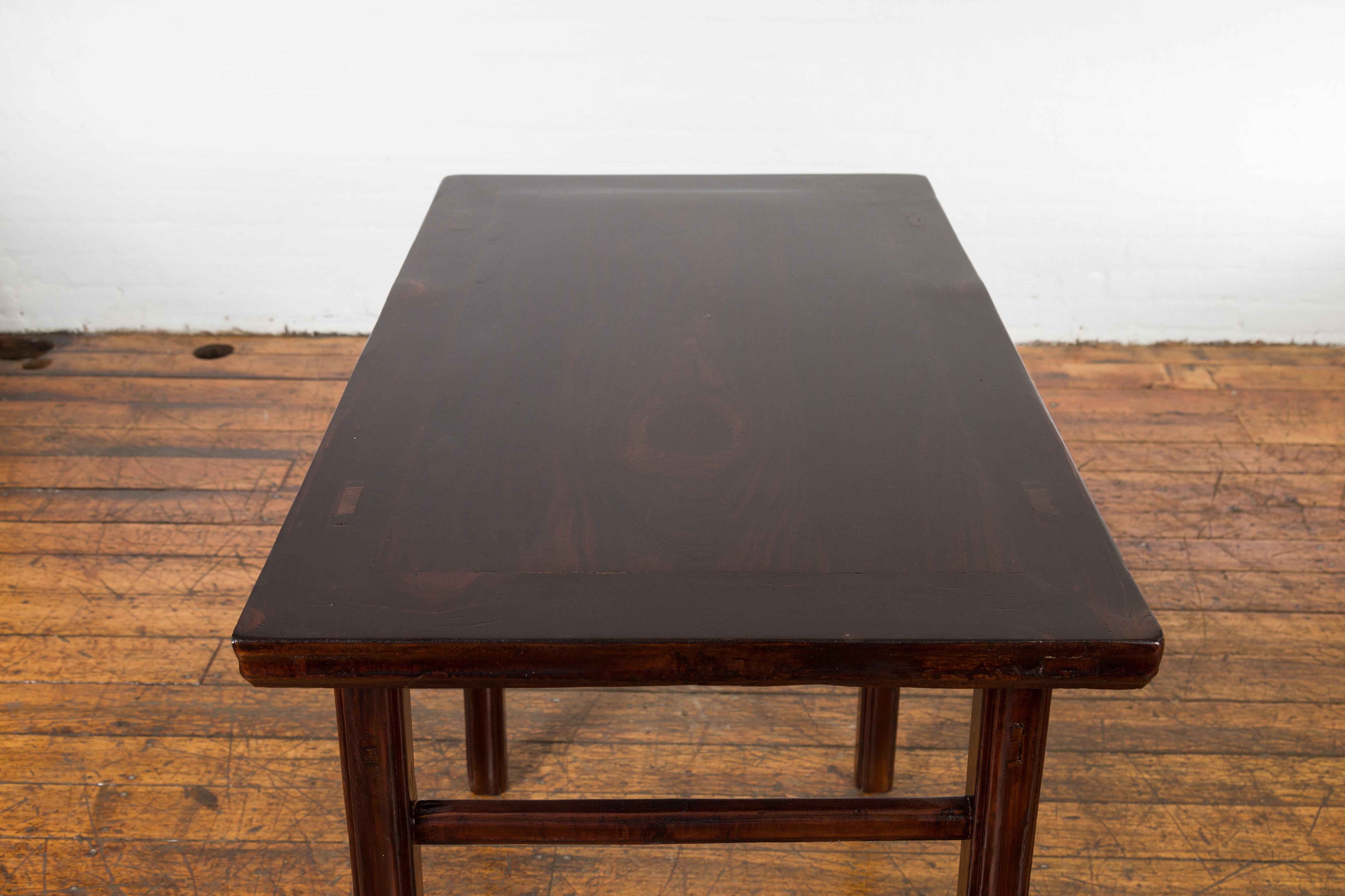 Chinese Late Qing Dynasty Elm Scholar's Table with Custom Lacquer Finish For Sale 13