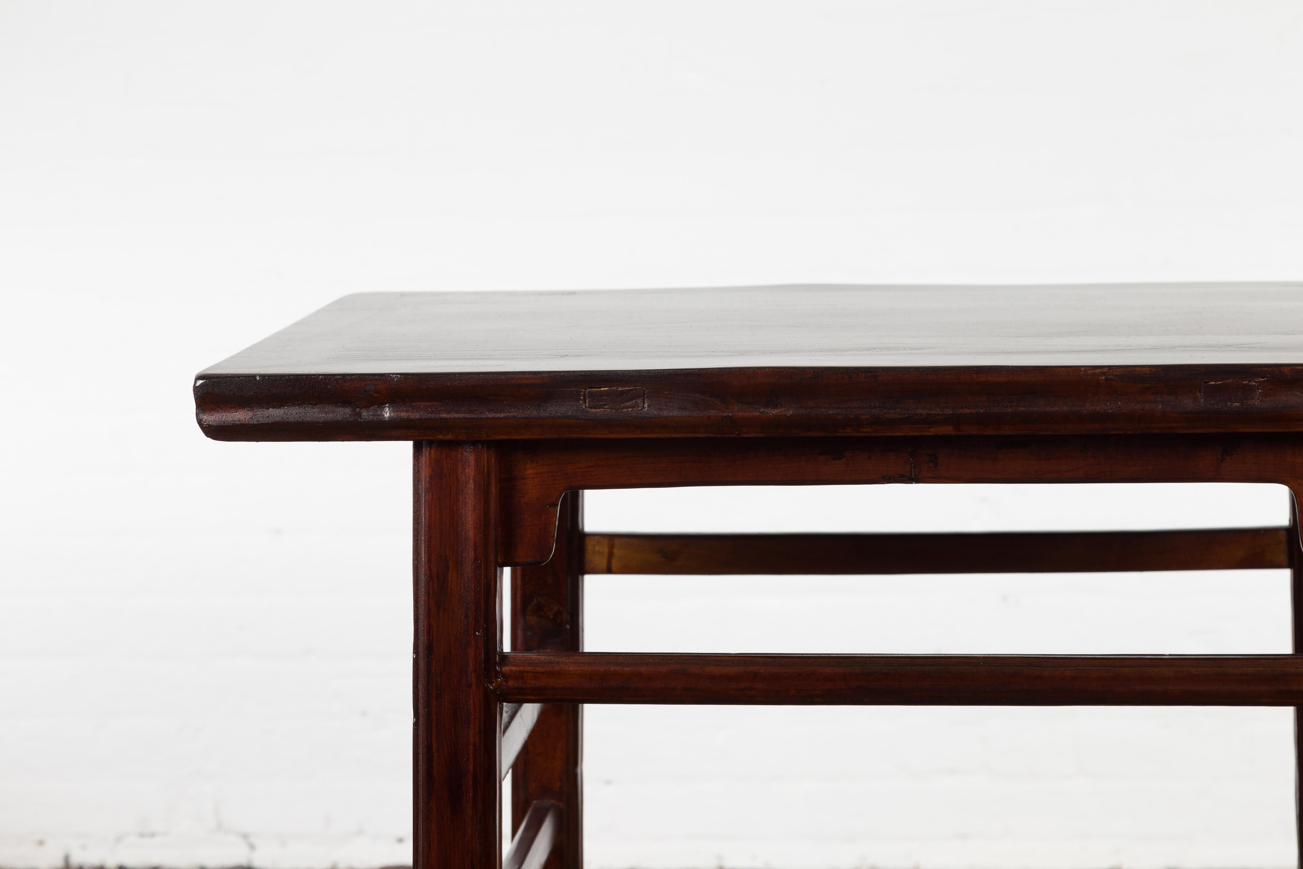 20th Century Chinese Late Qing Dynasty Elm Scholar's Table with Custom Lacquer Finish For Sale