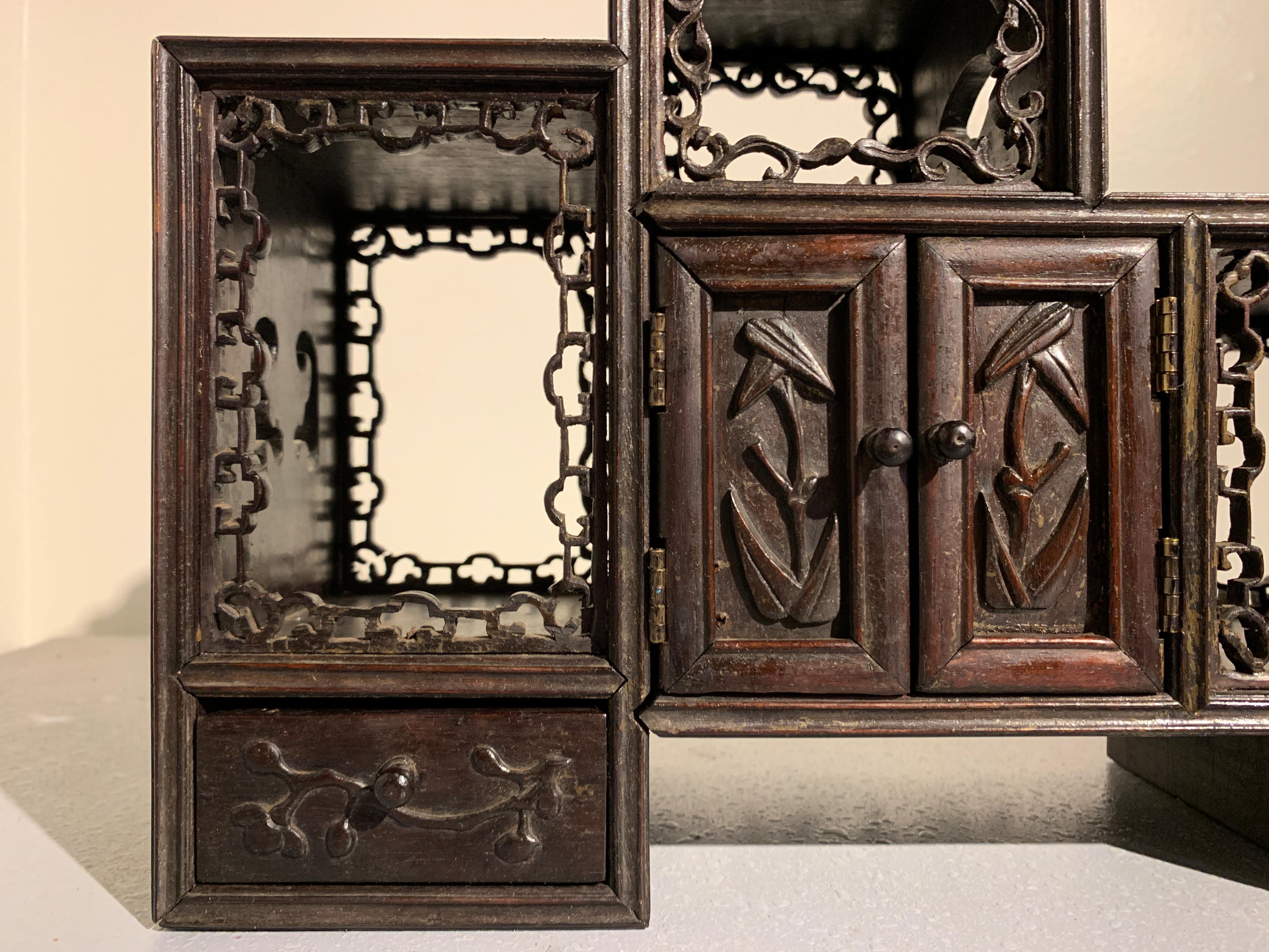 Chinese Late Qing Dynasty Hardwood Miniature Display Cabinet, Doubaoge 6