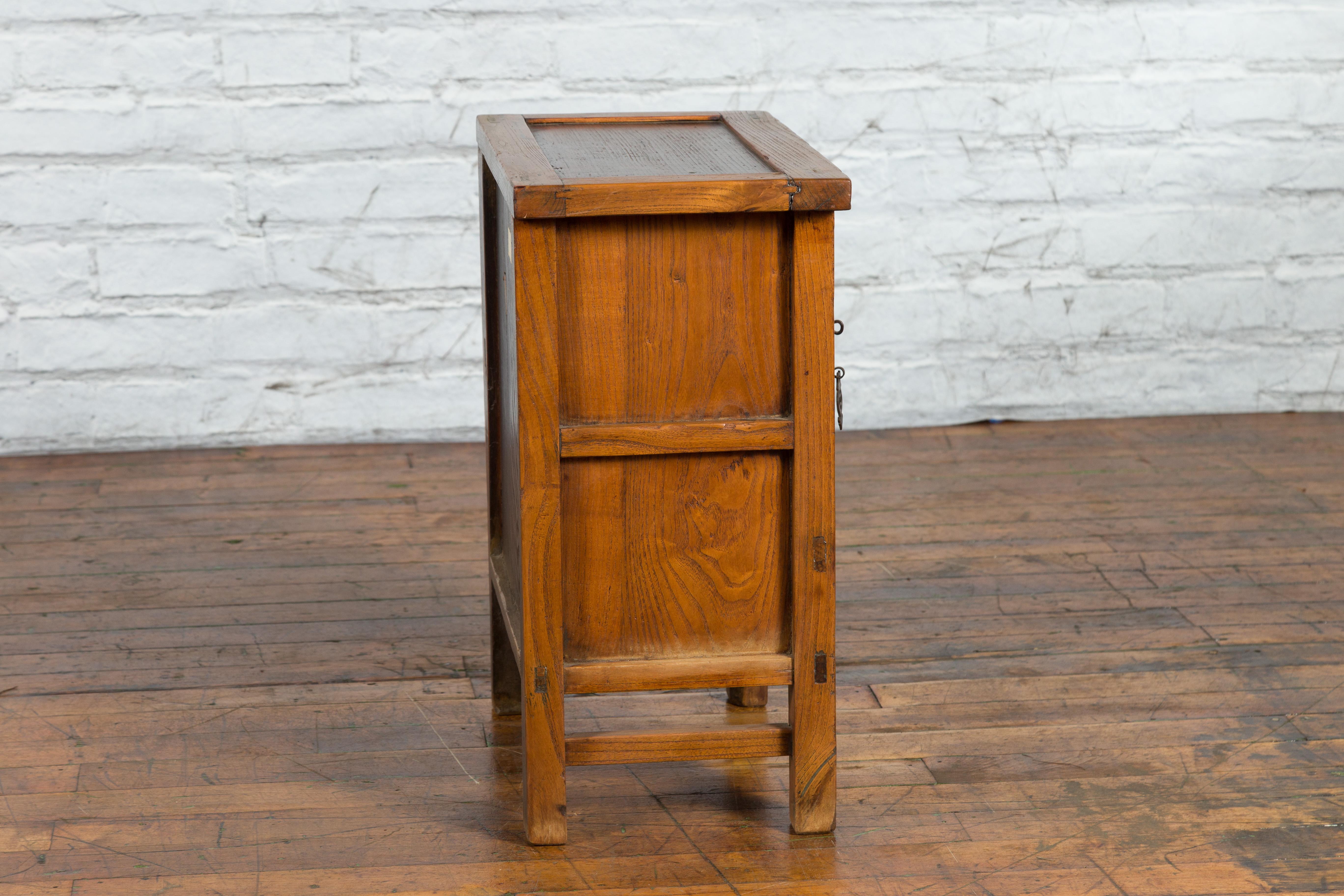 Chinese Late Qing Dynasty Period Bedside Wooden Cabinet with Two Small Doors For Sale 11