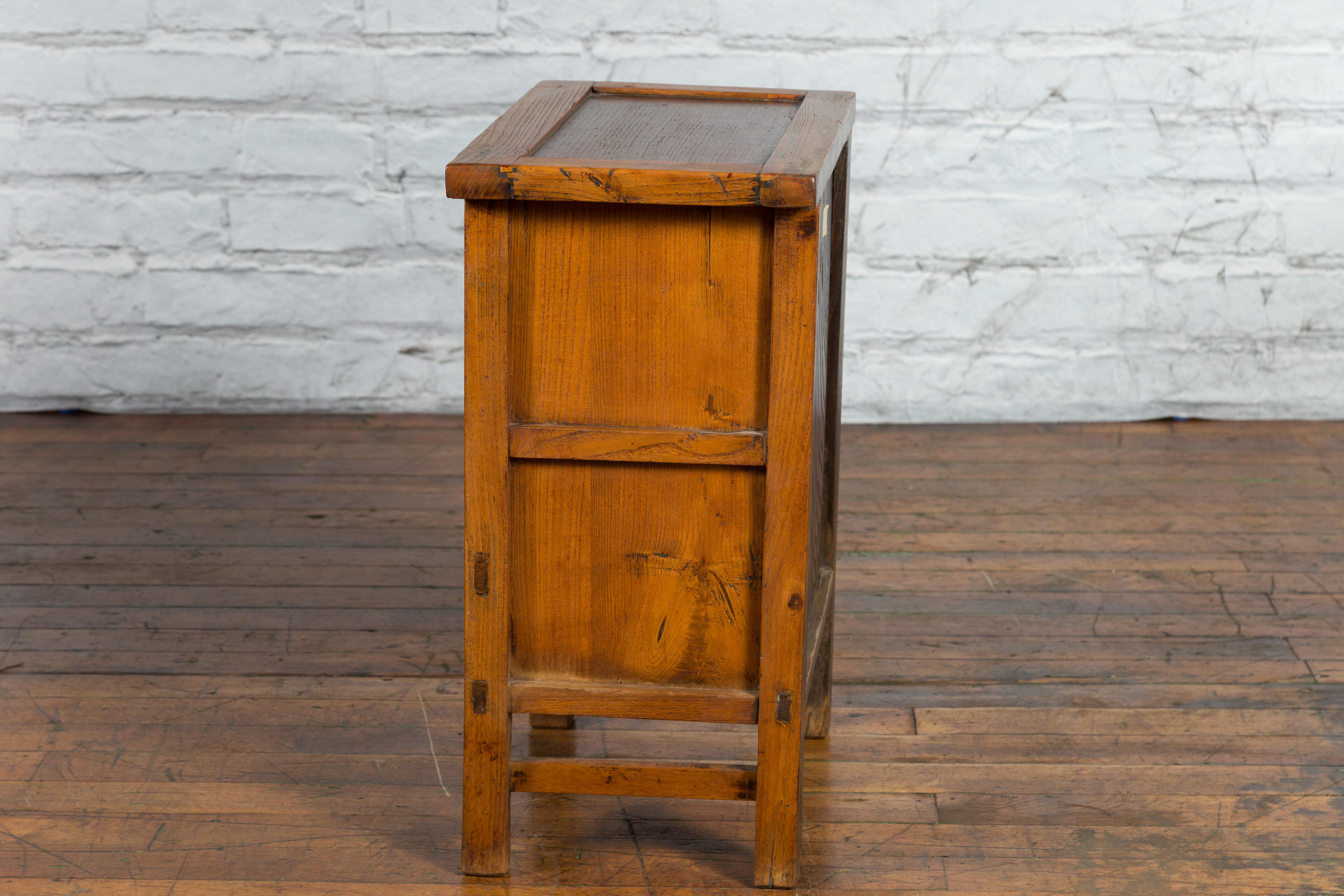 Chinese Late Qing Dynasty Period Bedside Wooden Cabinet with Two Small Doors For Sale 13