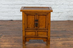 Late Qing Dynasty Period Bedside Wooden Cabinet with Two Small Doors