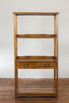 Late Qing Dynasty Period Bookshelf with Classic Design and Drawers