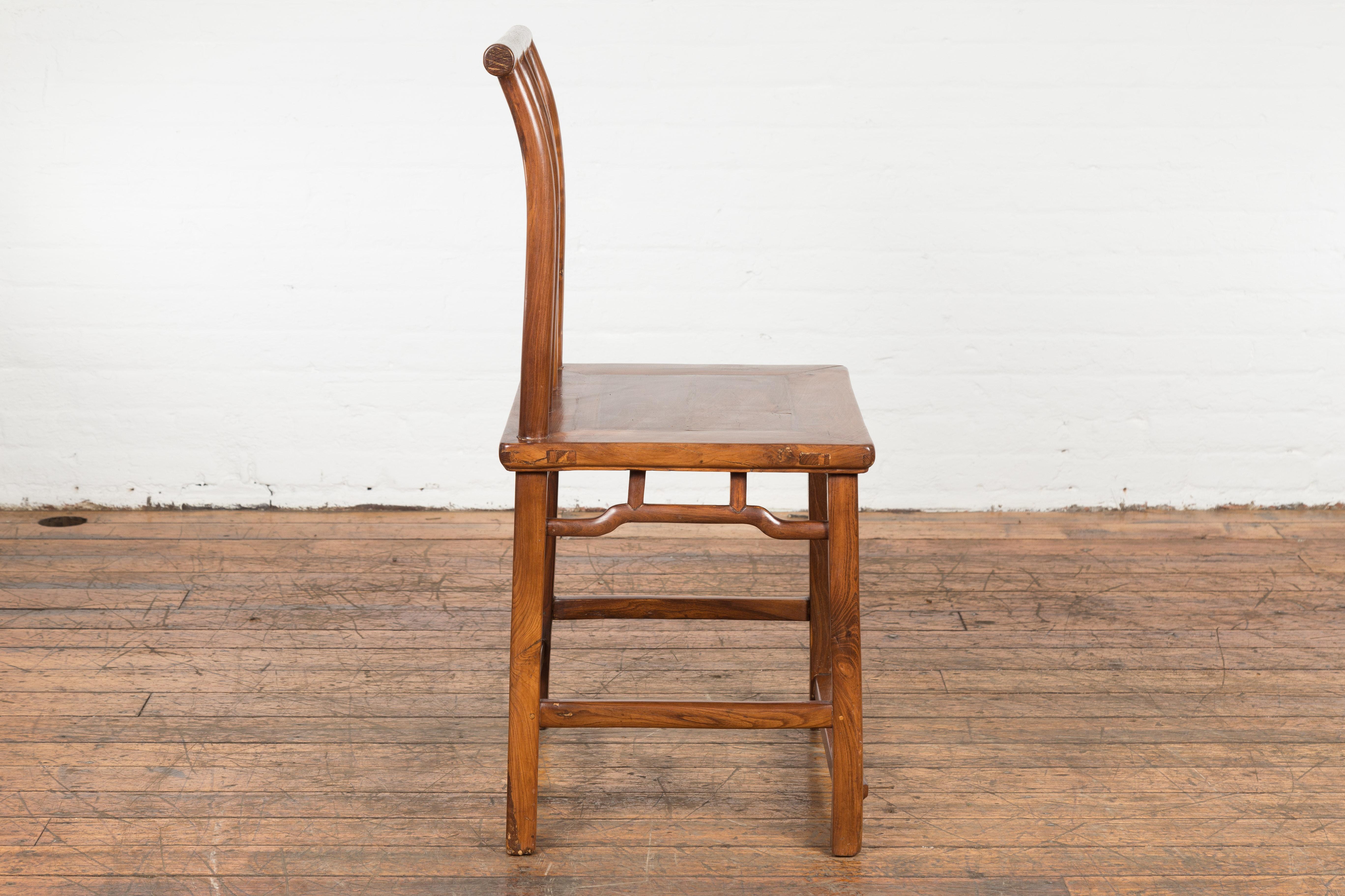 Wooden Antique Chair with Slightly Arched Back For Sale 6