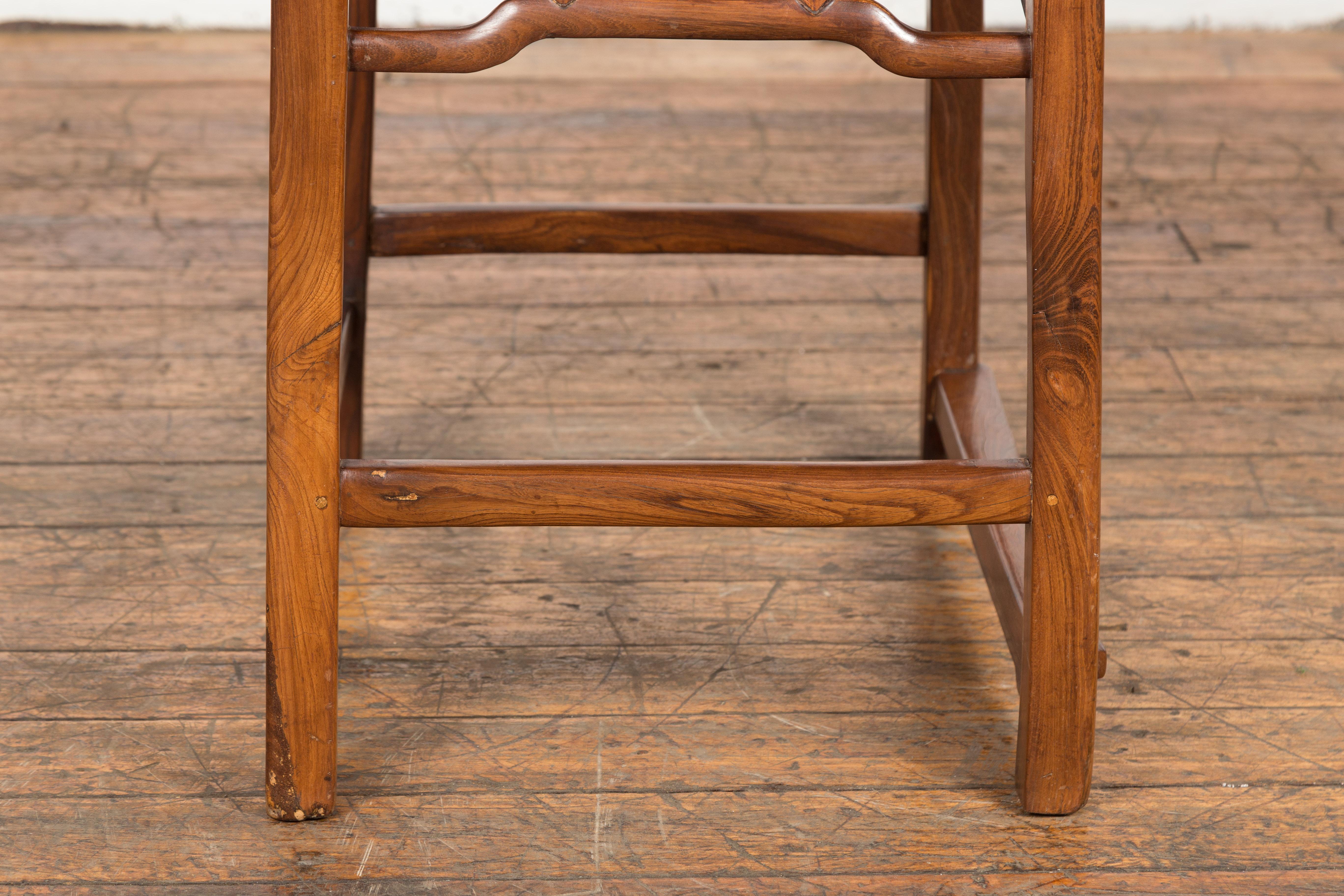 Wooden Antique Chair with Slightly Arched Back For Sale 9